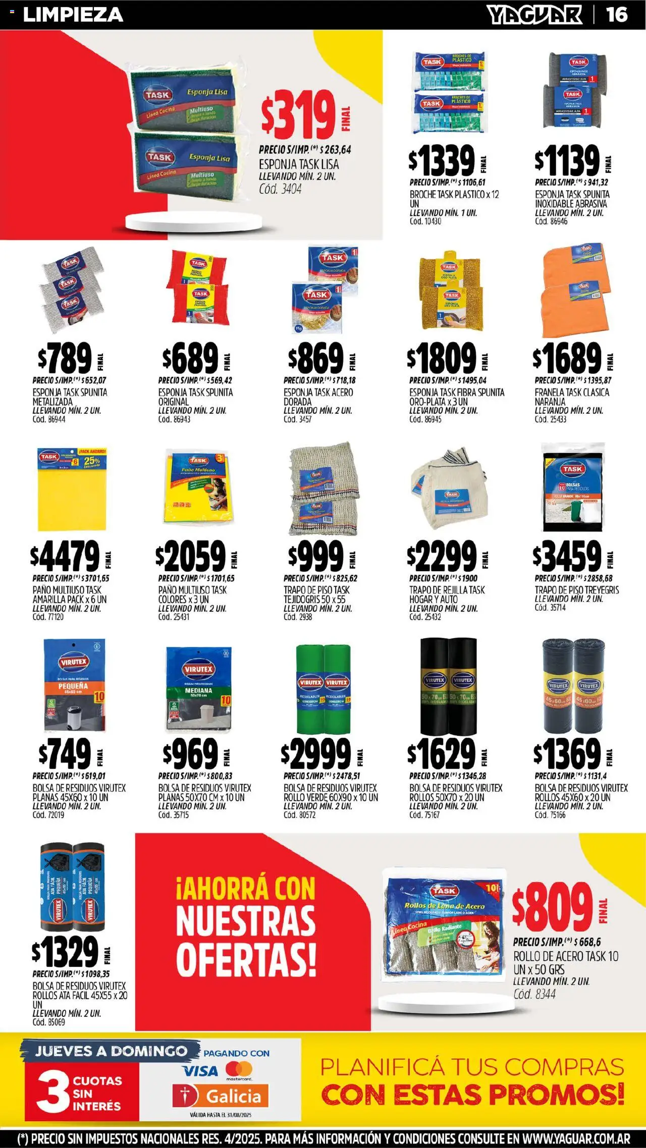 Yaguar - Santa Fe │ válido desde el 25.08.2025 | Página: 17 | Productos: Trapo de piso, Rejilla, Esponja, Radiante