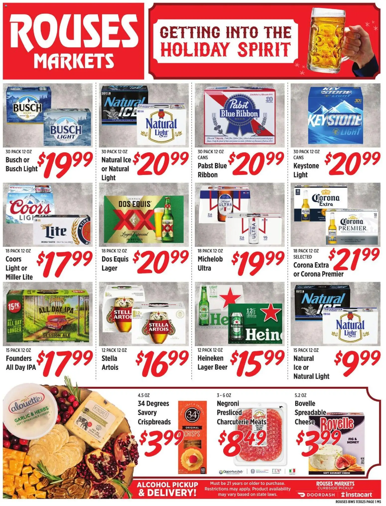 Rouses Alcohol Flyer - valid from 28.11.2025 | Page: 1 | Products: Cheese, Beer, Garlic