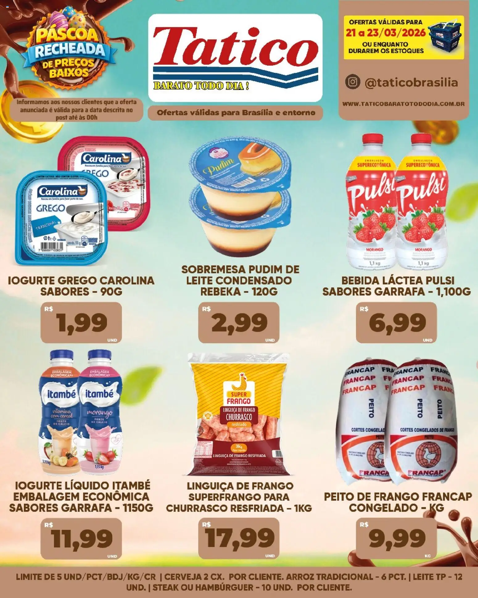 Tatico Folheto - válido de 21.03.2026 | Página: 13 | Produtos: Leite, Hambúrguer, Leite condensado, Peito de frango