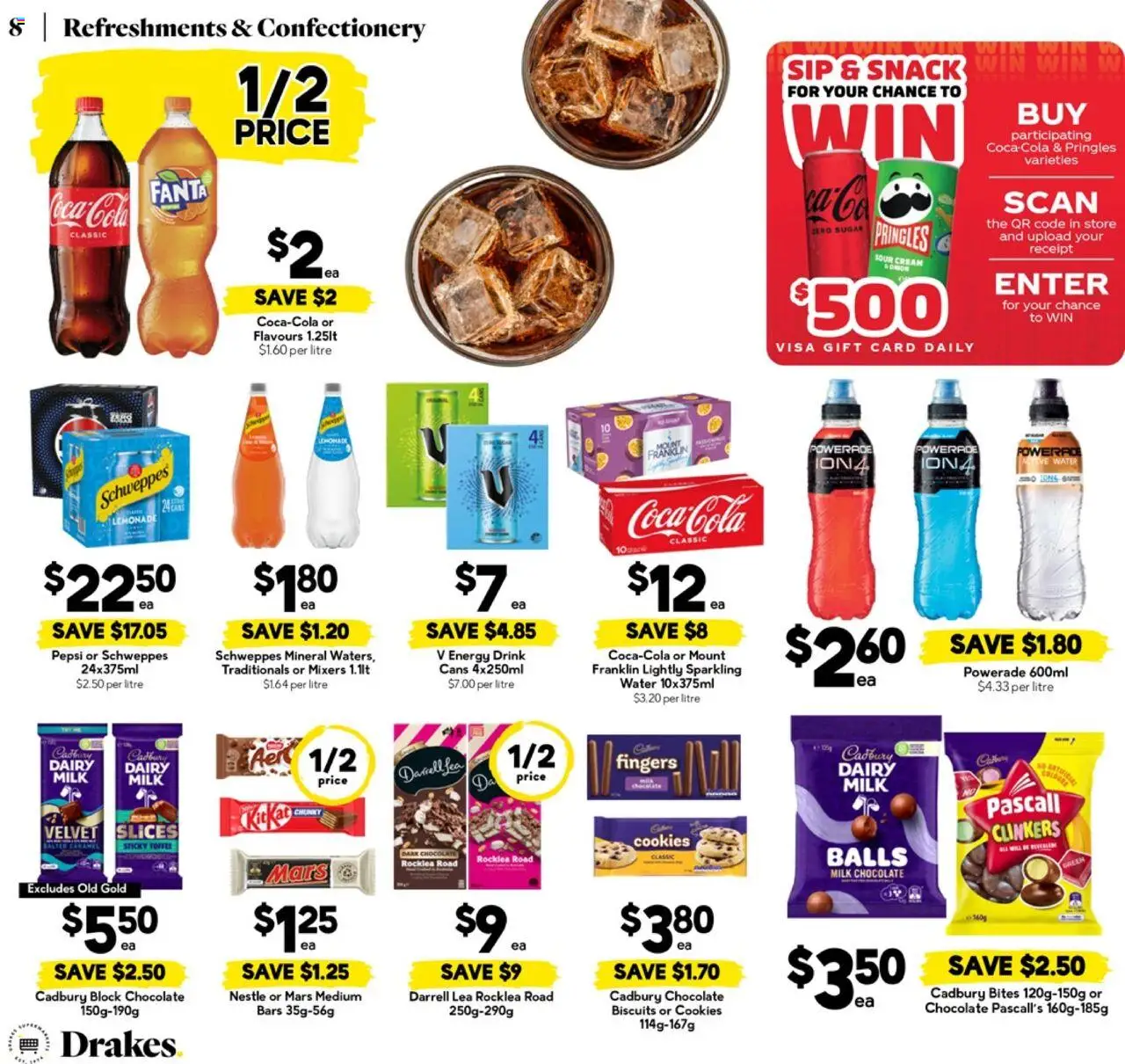 Drakes catalogue - valid from 16.07.2025 | Page: 8 | Products: Energy drink, Chocolate, Sour cream, Water