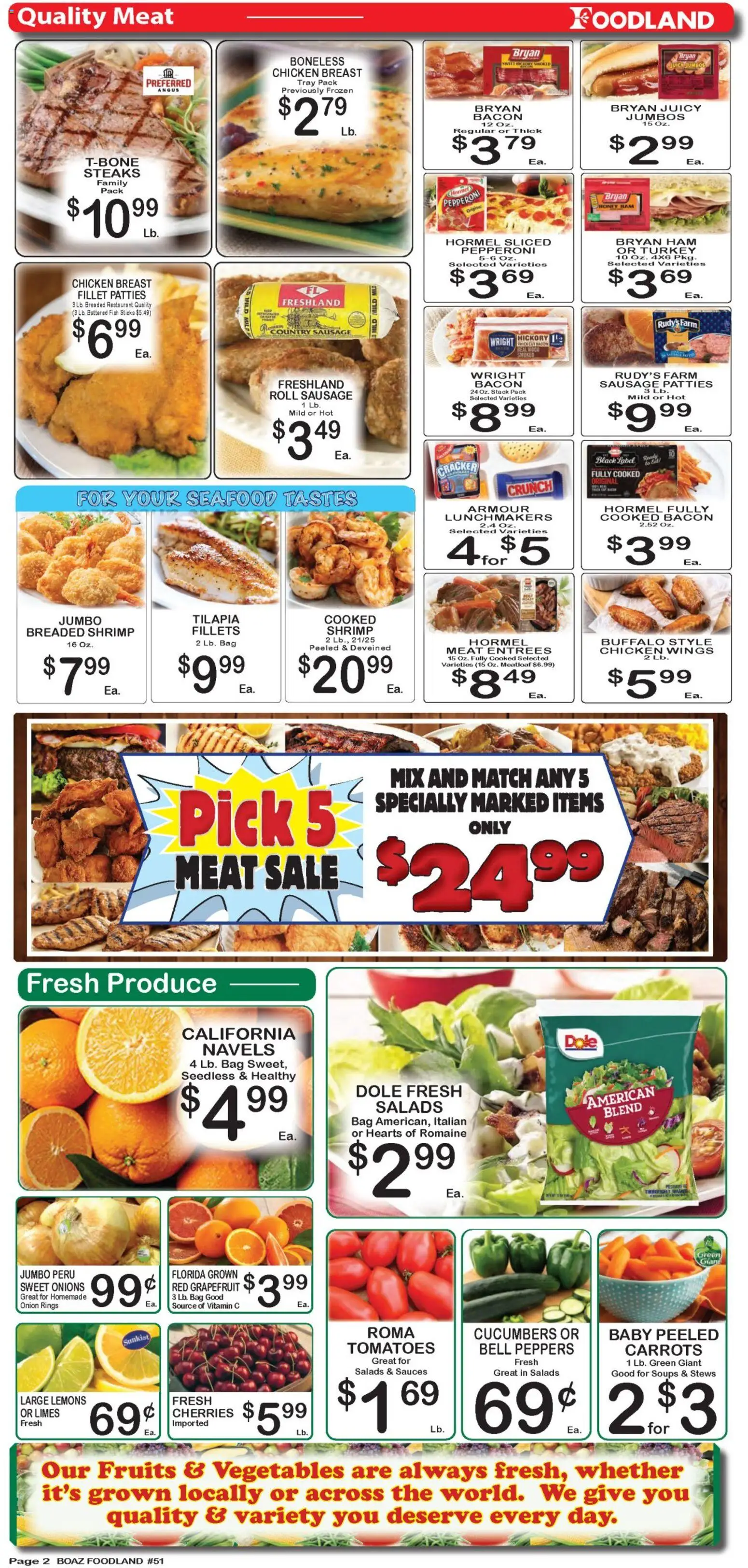 Foodland Weekly Ad - valid from 06.01.2026 | Page: 2 | Products: Ham, Tomatoes, Fish, Bag