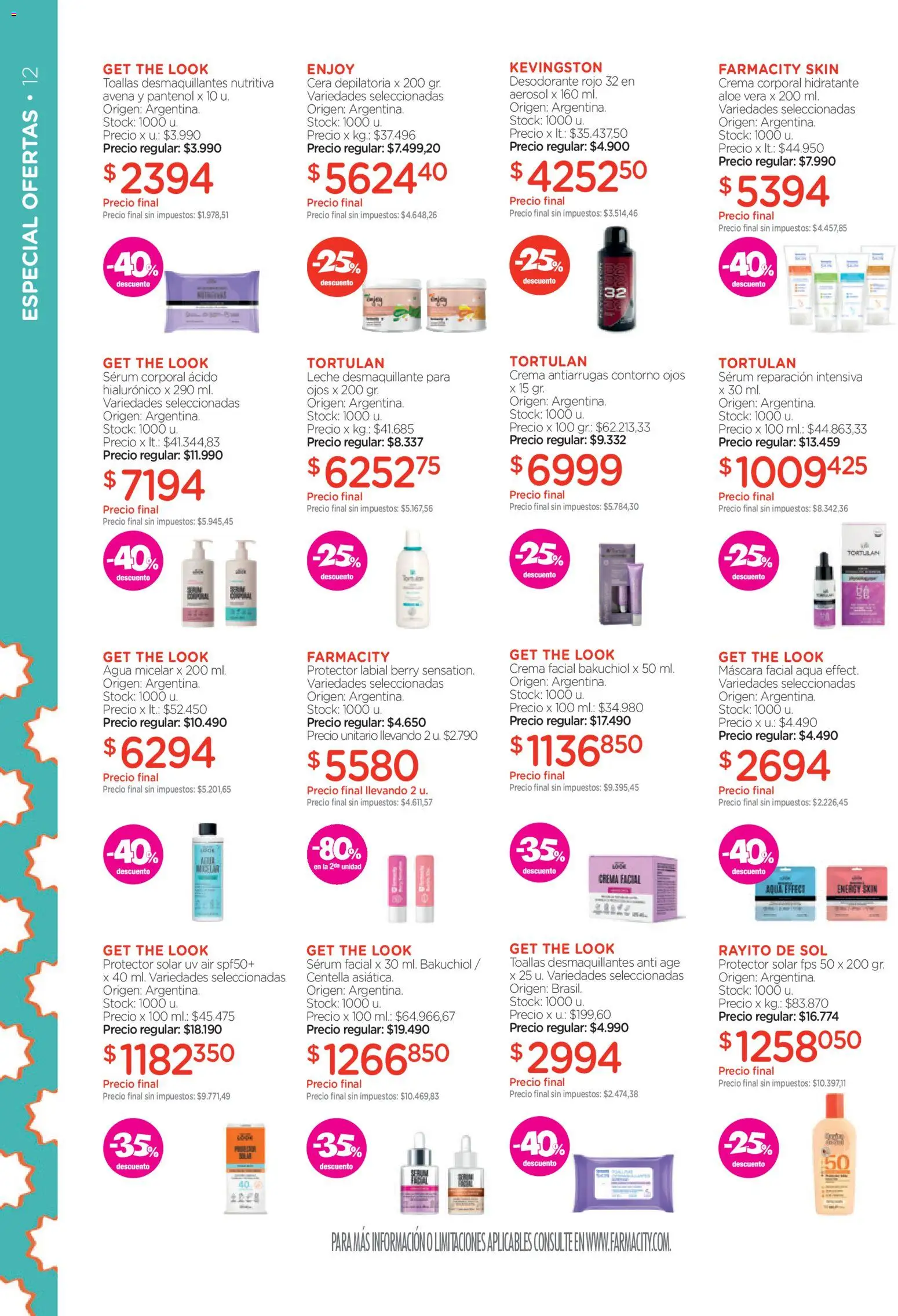 Farmacity catálogo │ válido desde el 09.04.2026 | Página: 12 | Productos: Máscara, Leche desmaquillante, Protector solar, Crema