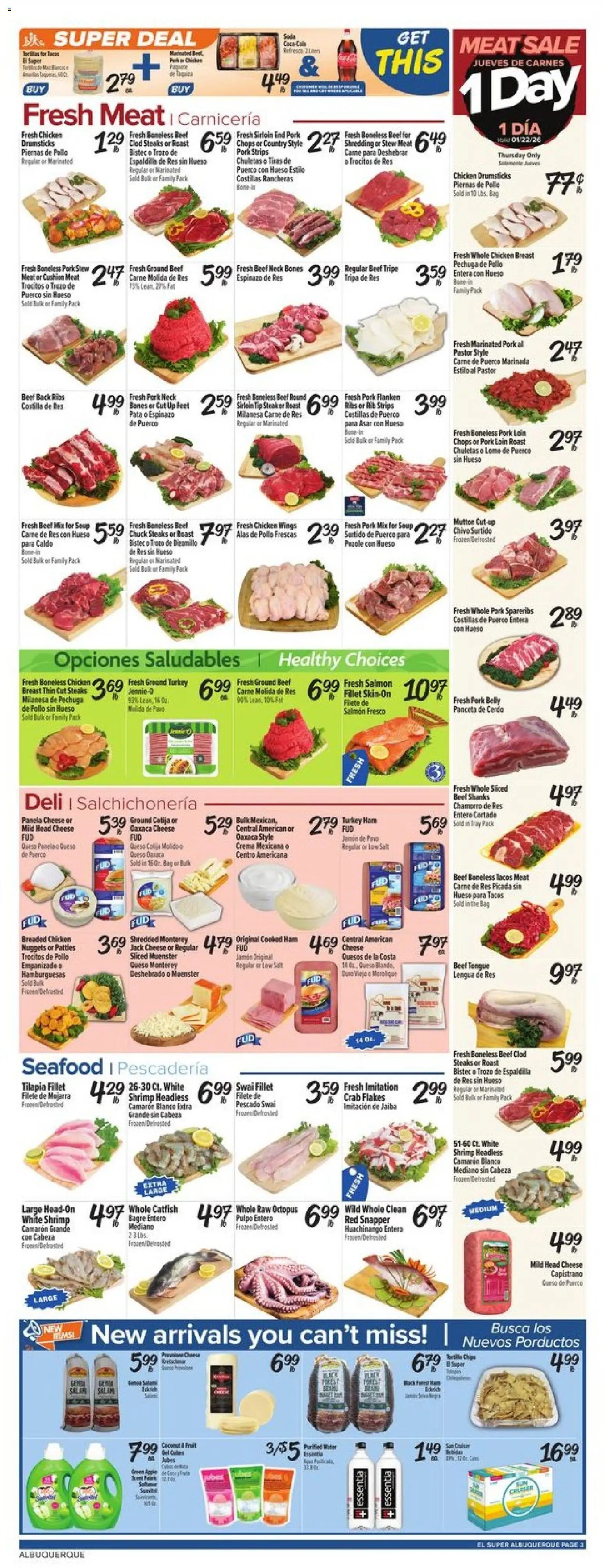 El Super Weekly Ad - NM - valid from 21.01.2026 | Page: 3 | Products: Ham, Pork, Salt, Bag