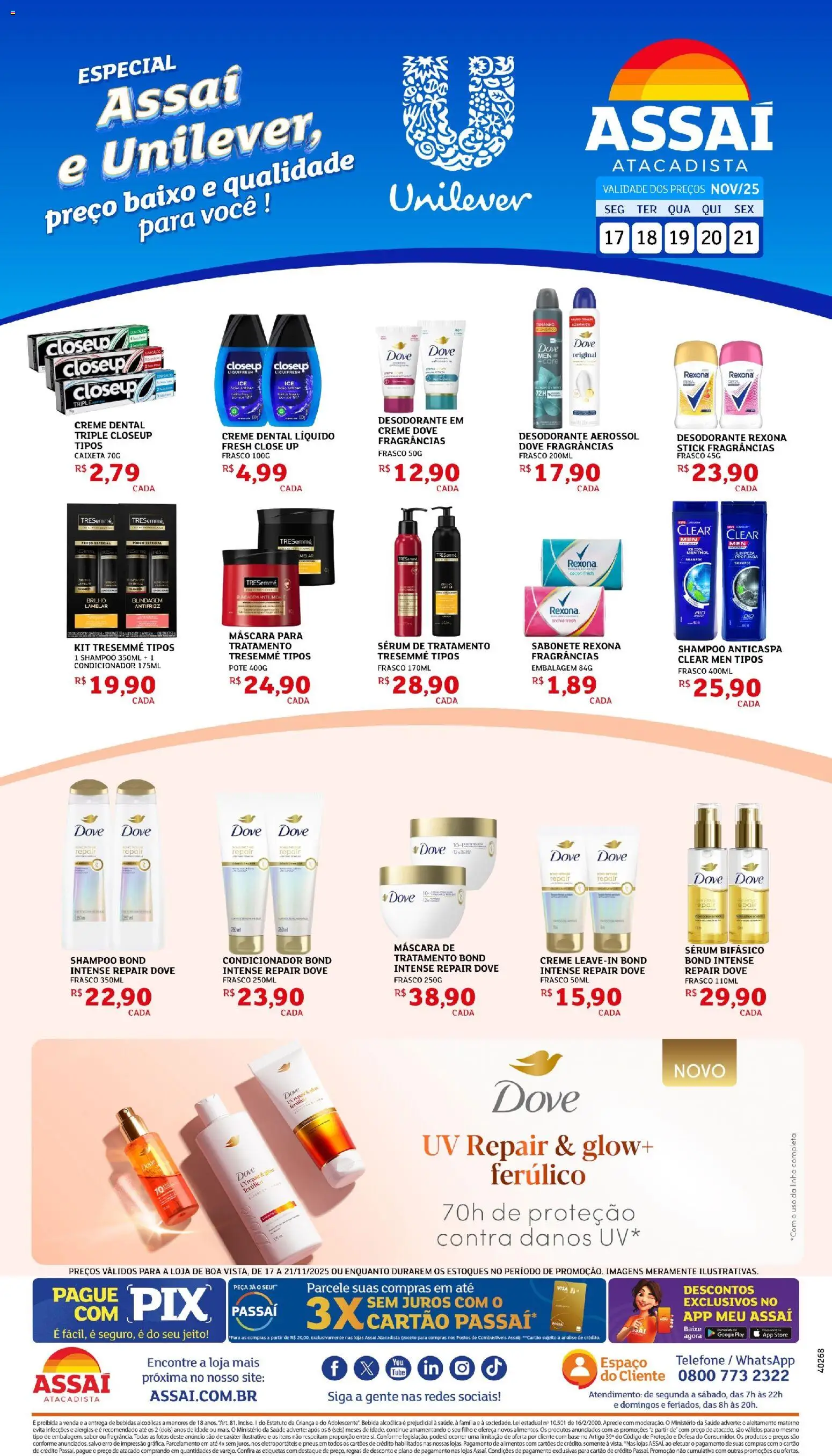 Assaí Atacadista Folheto - válido de 17.11.2025 | Página: 1 | Produtos: Desodorante, Rexona, Bebida, Telefone