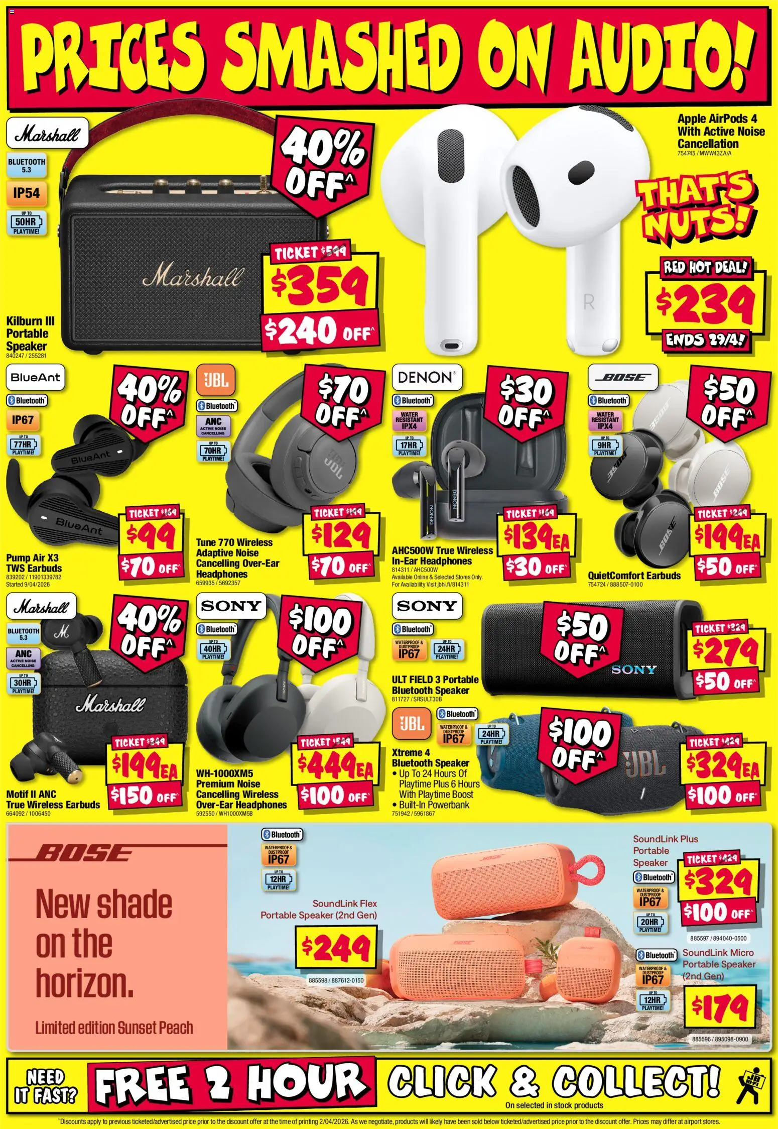 JB Hi-Fi catalogue - valid from 16.04.2026 | Page: 13 | Products: Peach, Bluetooth speaker, Headphones, Speaker