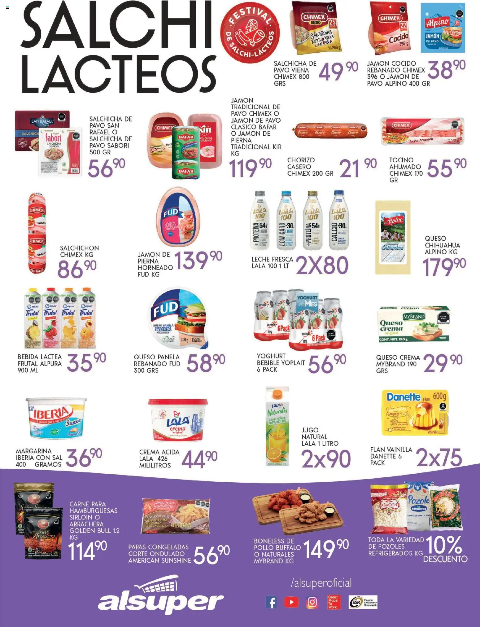 Nuevas ofertas de Alsuper válidas en toda la República Mexicana desde el 21.10.2025. ¡Encuentra las mejores ofertas en Alsuper folleto Chihuahua-Ciudad! | Página: 3 | Productos: Salchicha, Crema, Queso, Margarina