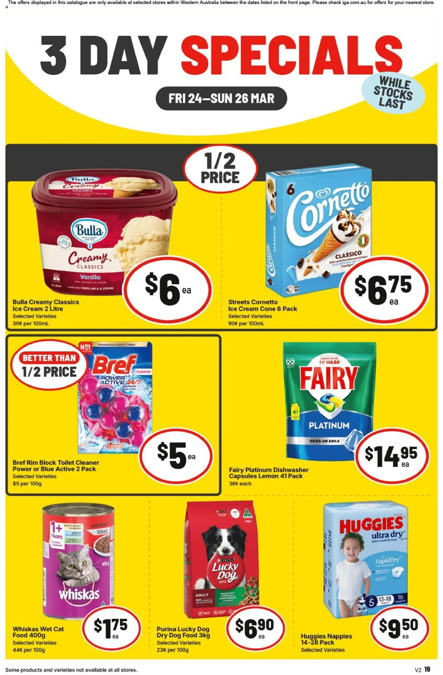IGA catalogue - valid from 24.04.2026 | Page: 3 | Products: Toilet, Milk, Nappies, Ice cream