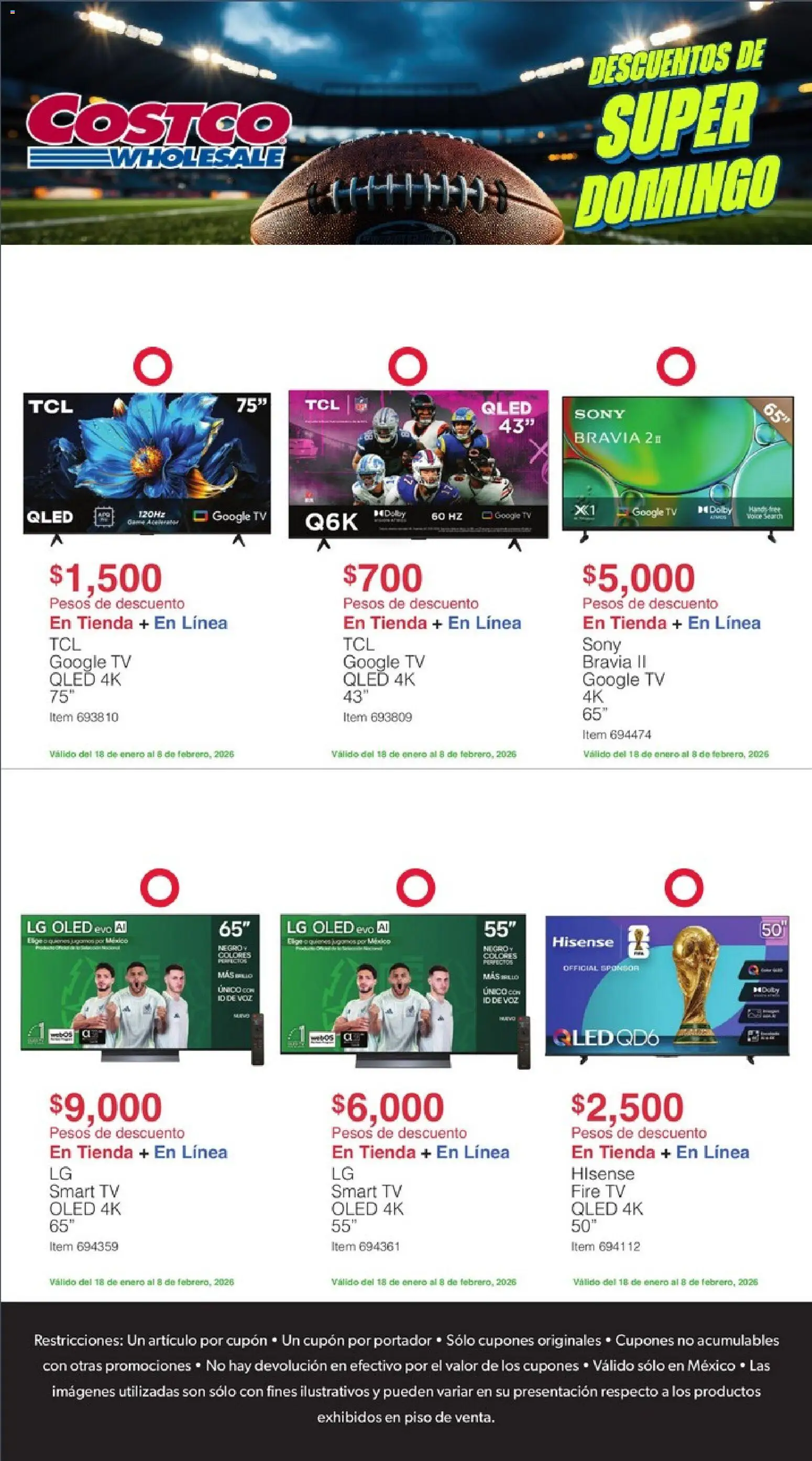 Nuevas ofertas de Costco válidas en toda la República Mexicana desde el 18.01.2026. ¡Encuentra las mejores ofertas en Costco catálogo Super Domingo 2026! | Página: 1