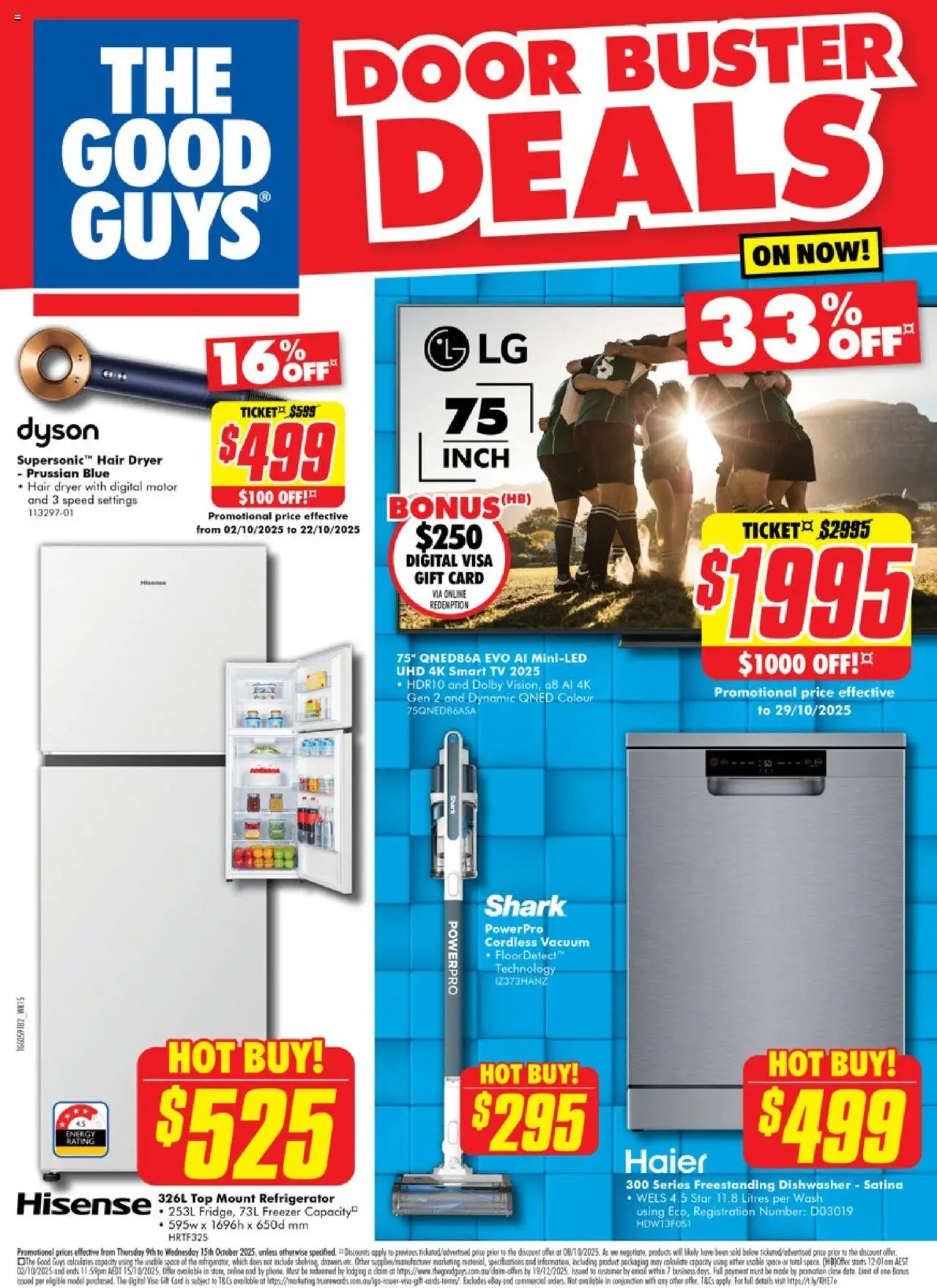 The Good Guys catalogue - valid from 08.10.2025 | Page: 1 | Products: Door, Tv, Dryer, Hair dryer