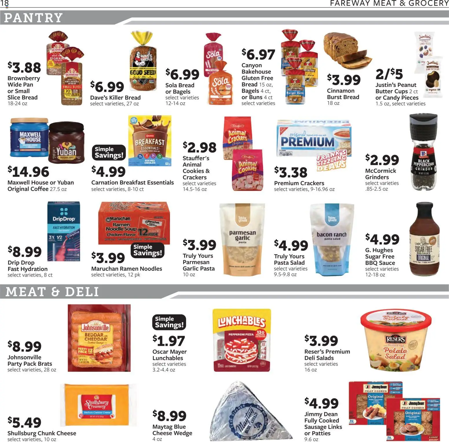 Fareway Weekly Ad - valid from 05.01.2026 | Page: 18 | Products: Cheese, Pasta, Cookies, Grinder
