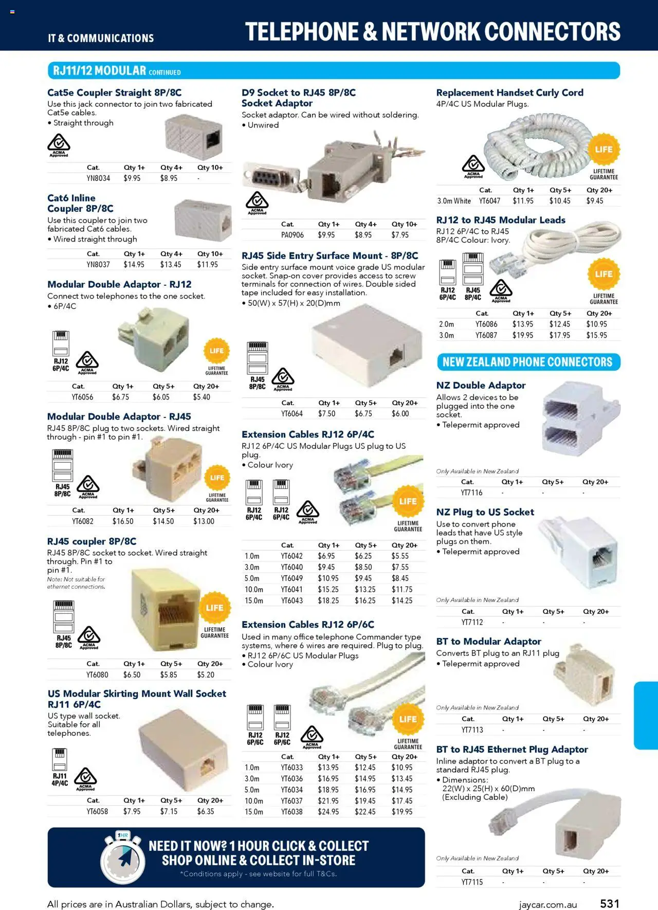 Jaycar catalogue - valid from 09.07.2025 | Page: 531 | Products: Adaptor, Phone, Cable, Connector