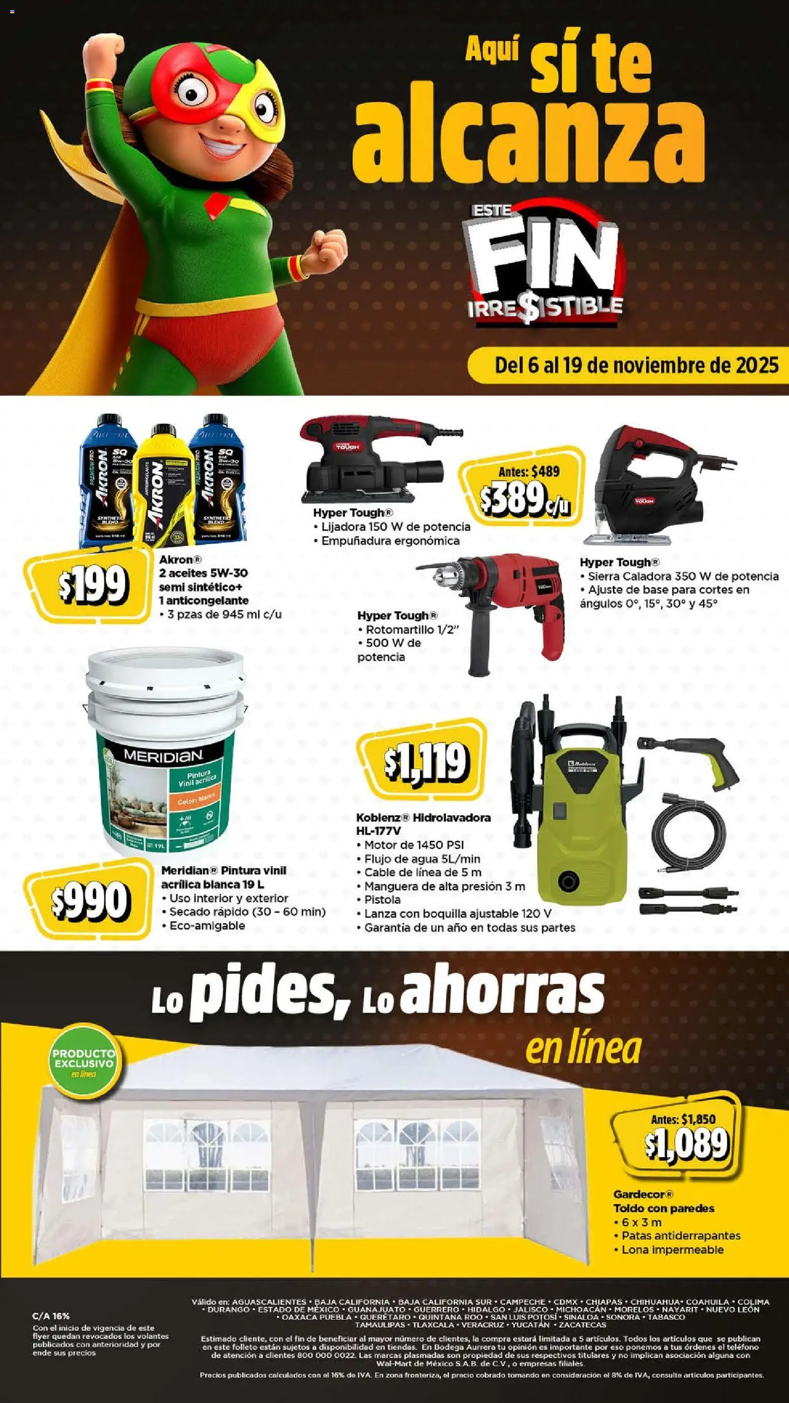 Nuevas ofertas de Bodega Aurrerá válidas en toda la República Mexicana desde el 06.11.2025. ¡Encuentra las mejores ofertas en Bodega Aurrerá Buen Fin ! | Página: 27 | Productos: Cable, Hidrolavadora, Rotomartillo, Pintura