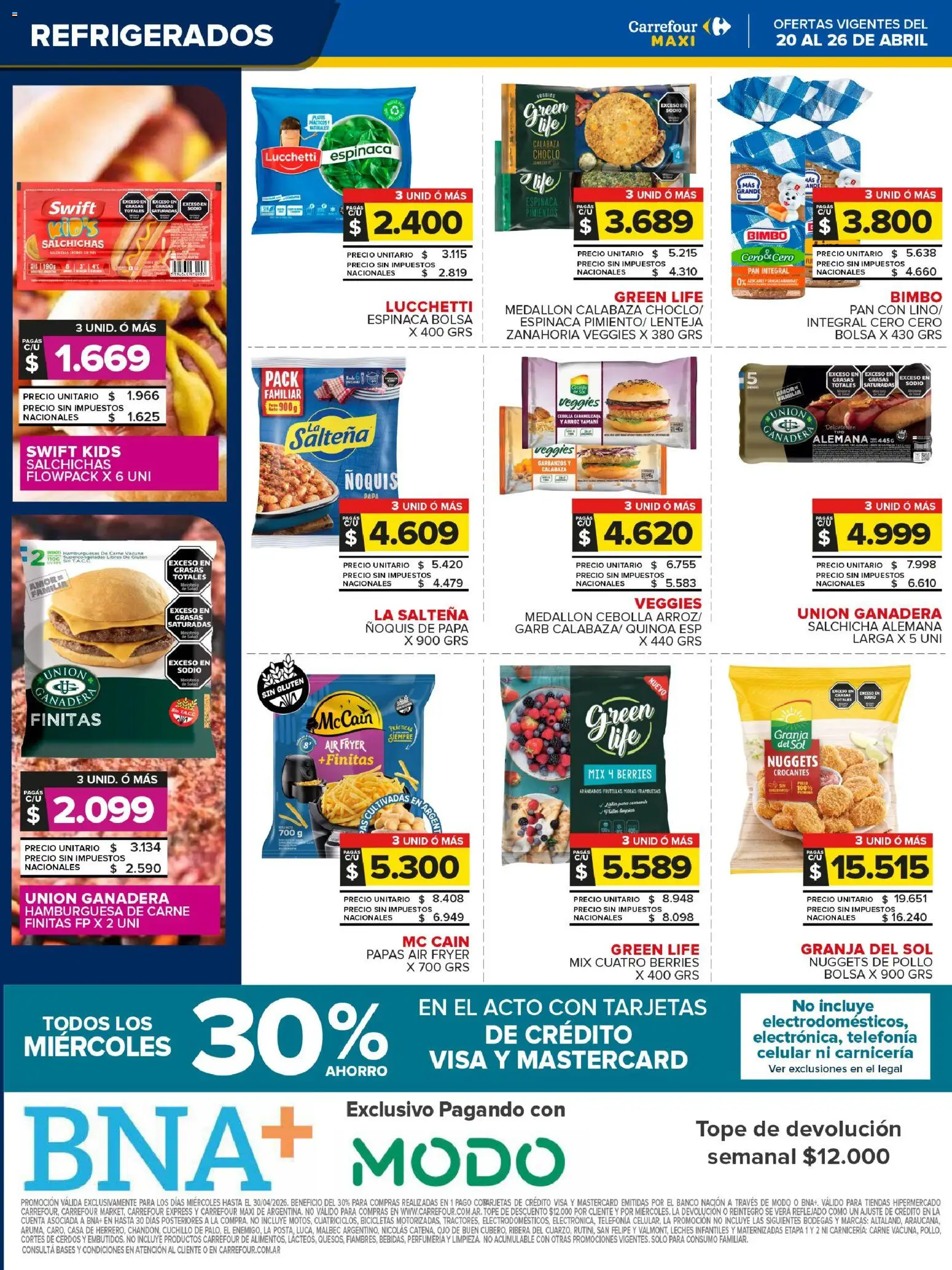 Carrefour Maxi catálogo │ válido desde el 20.04.2026 | Página: 10 | Productos: Cebolla, Arándanos, Pan, Espinaca