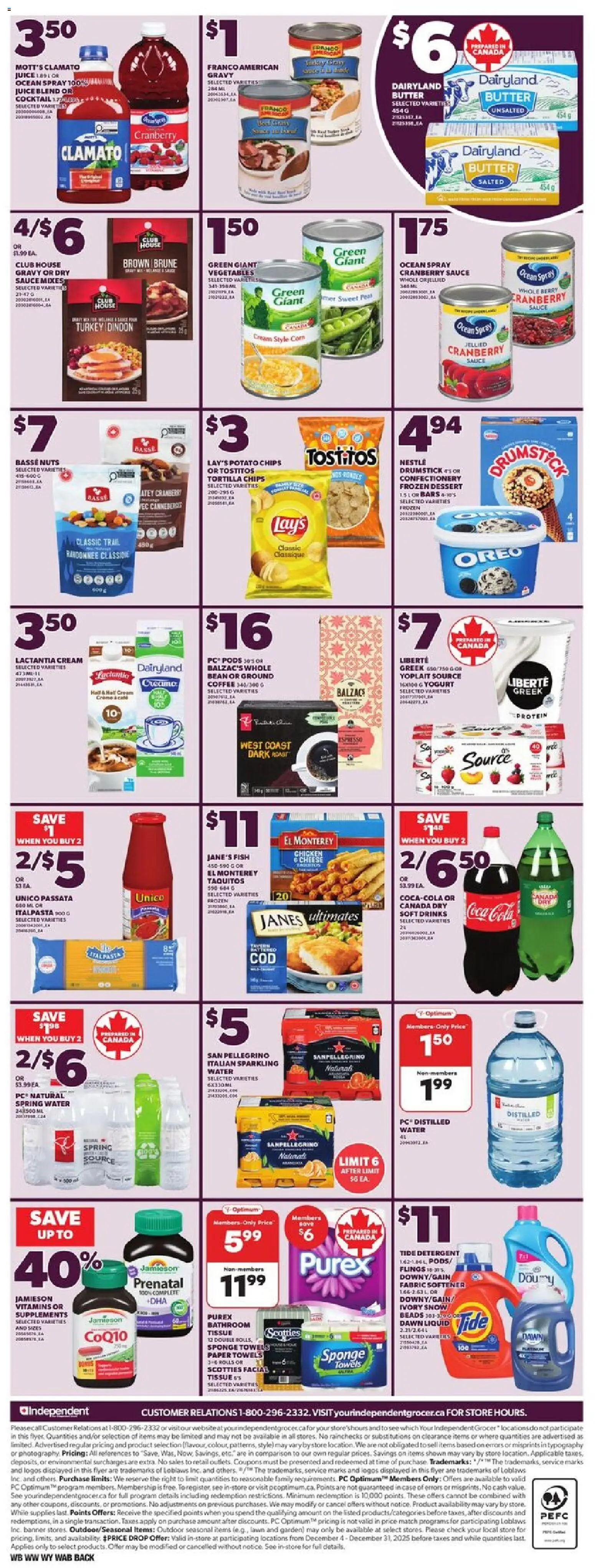 Independent Grocer flyer valid from 18.12.2025 | Page: 4 | Products: Turkey, Detergent, Butter, Cheese