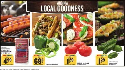Food Lion Weekly - VA - valid from 16.07.2025 | Page: 16 | Products: Peppers, Tomatoes, Hot Dogs, Bag