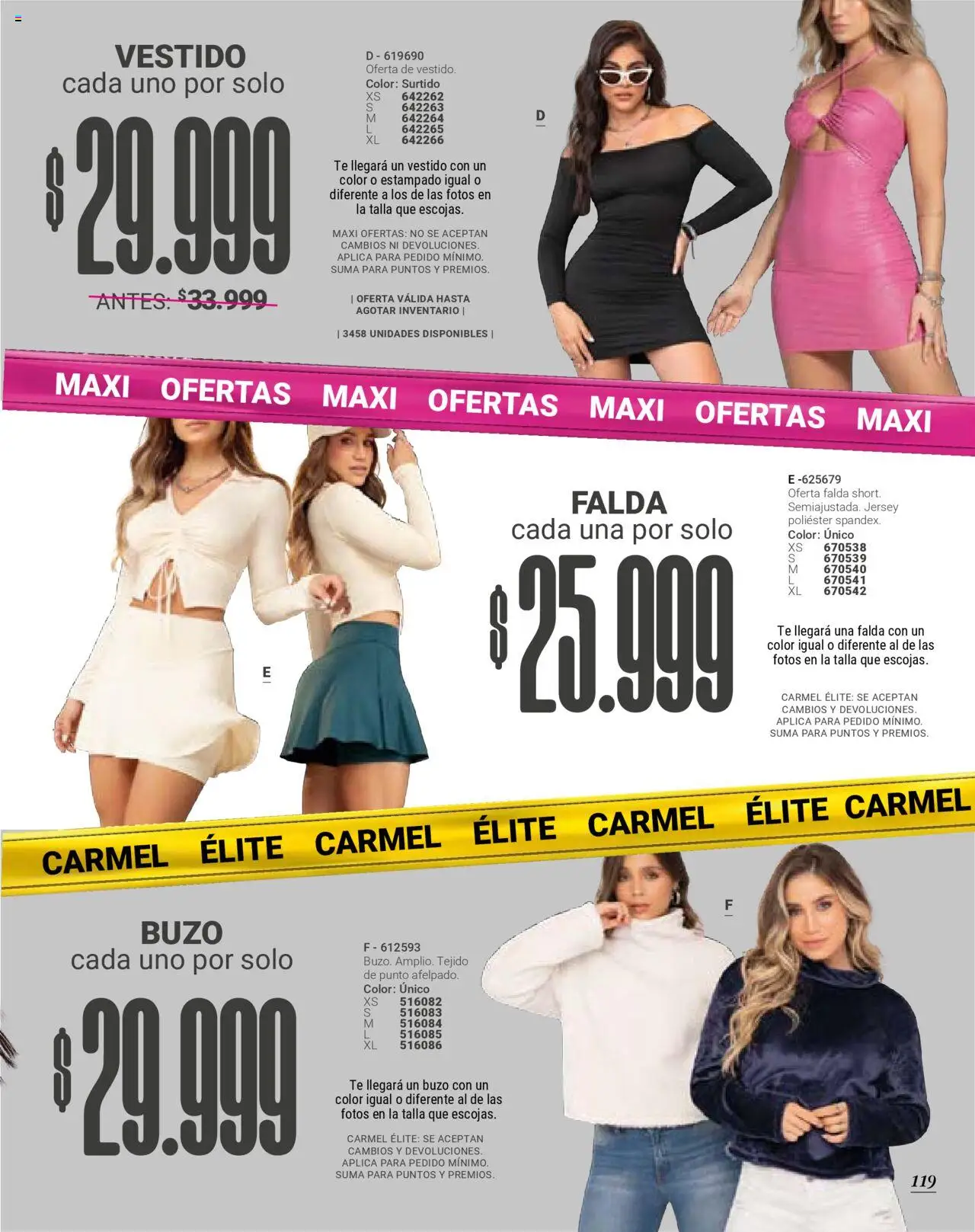 Carmel revista - valida desde el 01.09.2025 | Página: 122 | Productos: Té, Falda, Buzo, Vestido