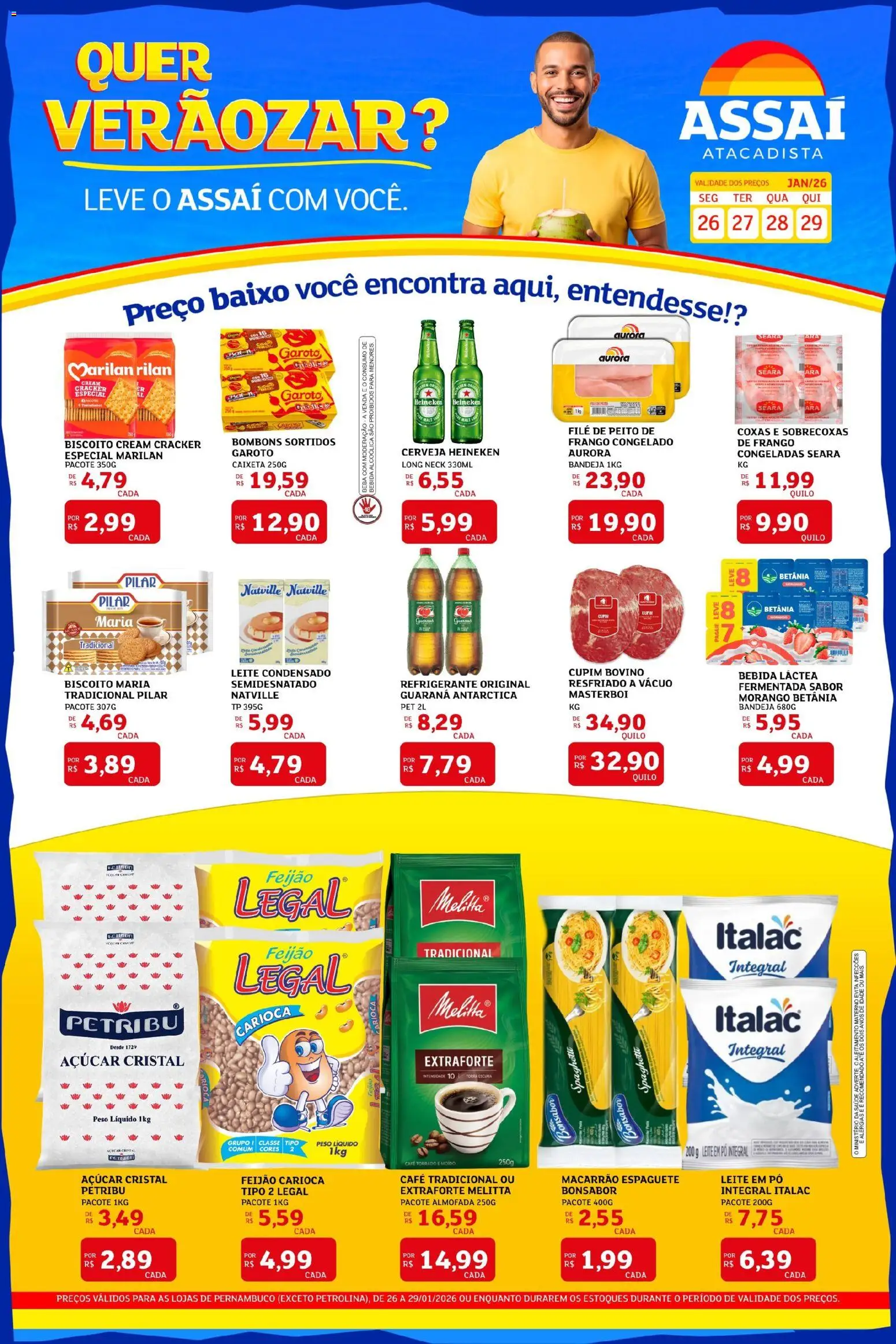 Assaí Atacadista Folheto - válido de 26.01.2026 | Página: 1 | Produtos: Guaraná, Café, Cream cracker, Leite condensado