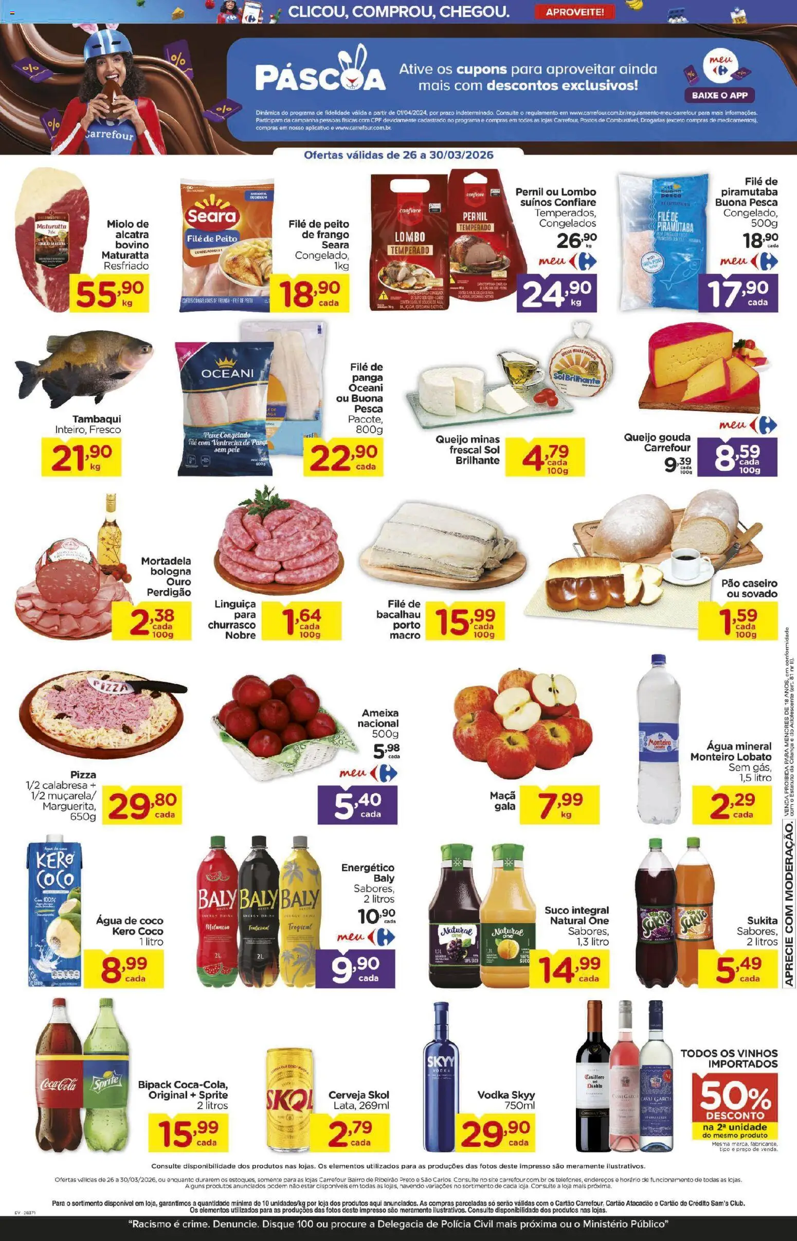 Carrefour Bairro Folheto - válido de 26.03.2026 | Página: 2 | Produtos: Água de coco, Lombo, Pão, Ameixa