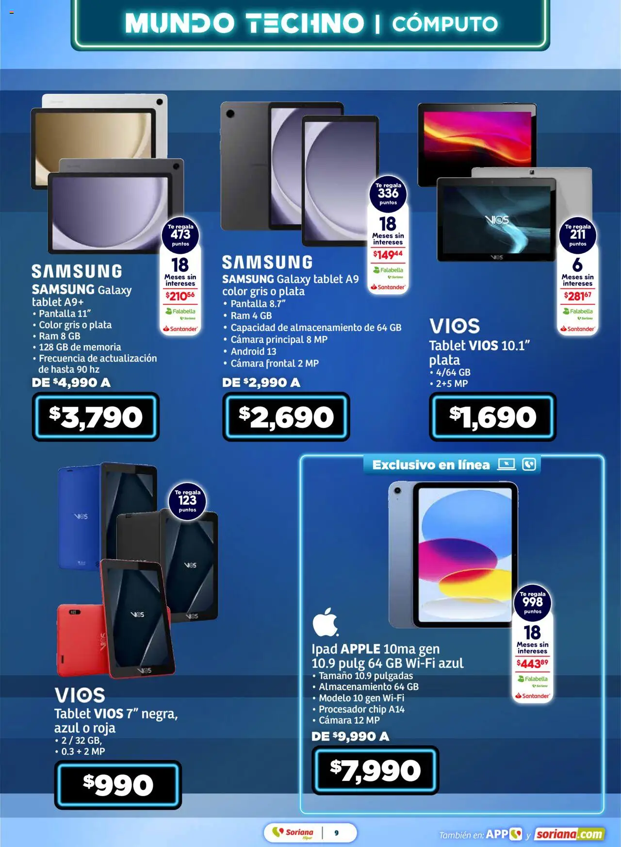 Nuevas ofertas de Soriana válidas en toda la República Mexicana desde el 28.08.2025. ¡Encuentra las mejores ofertas en Soriana - Mundo Techno Híper Nacional! | Página: 10 | Productos: Tablet, Cámara, Té