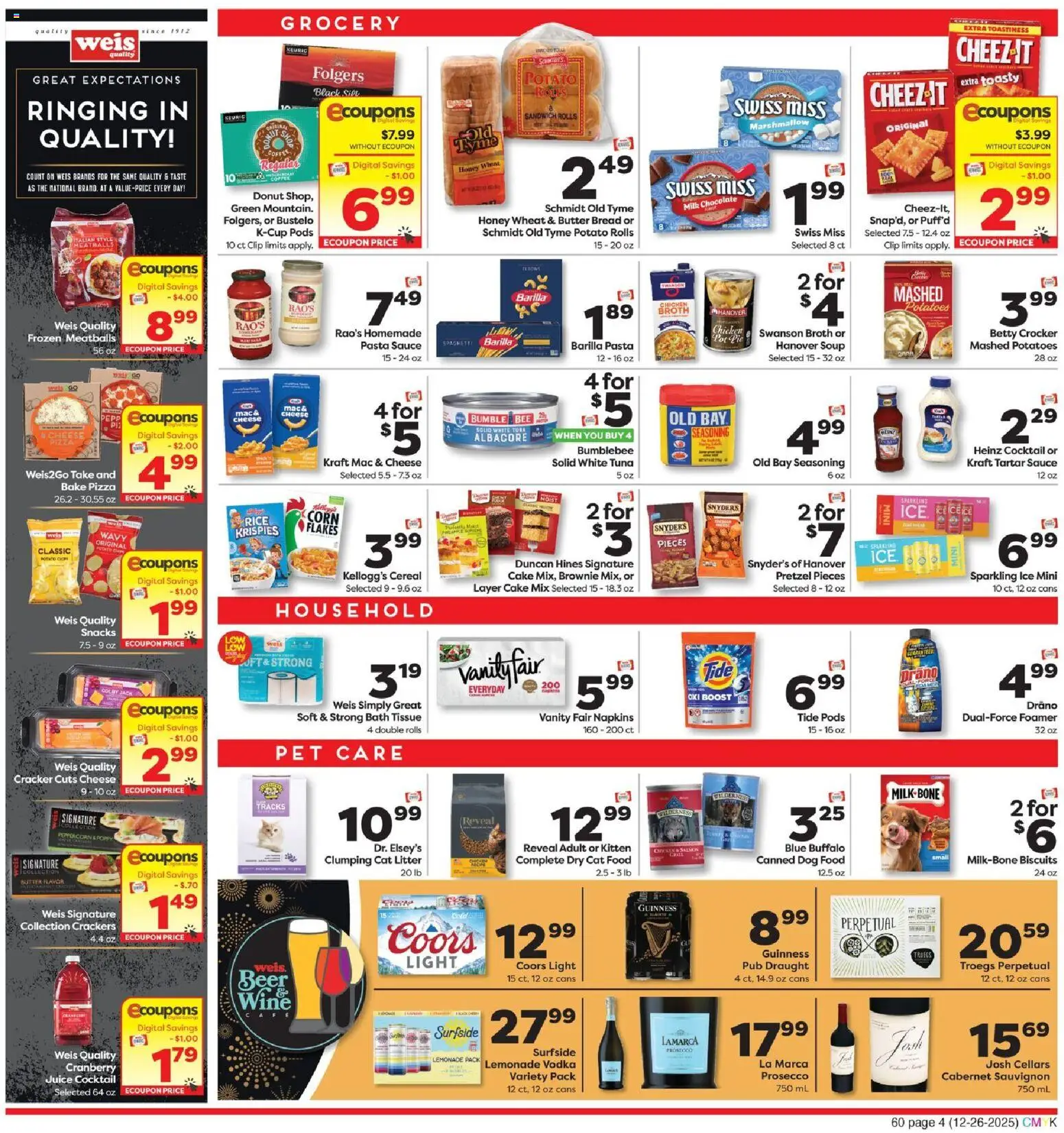 Weis Weekly Circular - PA - valid from 26.12.2025 | Page: 4 | Products: Cat Litter, Cheese, Bread, Flakes