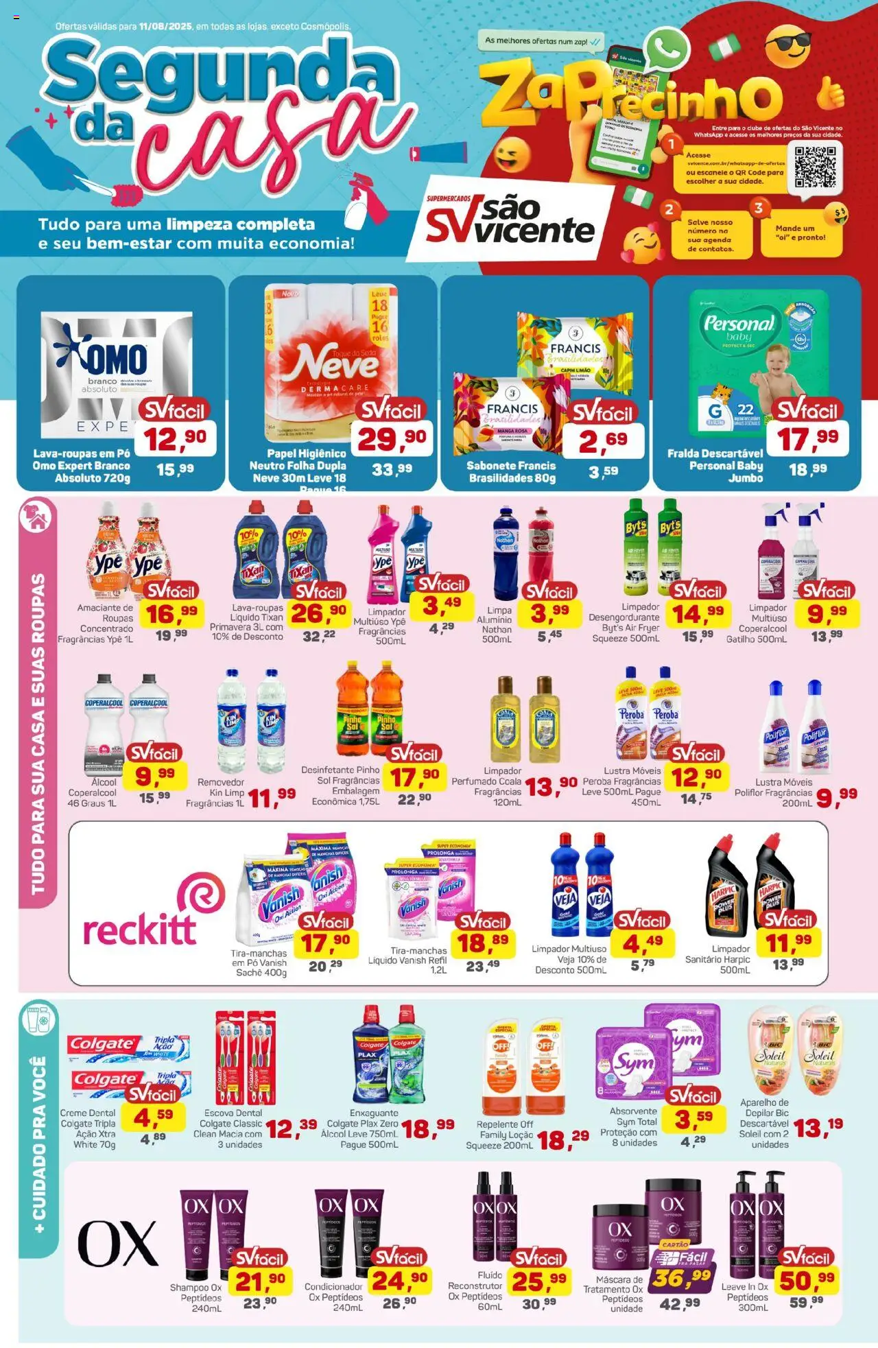 Supermercados São Vicente Folheto - válido de 11.08.2025 | Página: 1 | Produtos: Pó, Condicionador, Escova, Amaciante