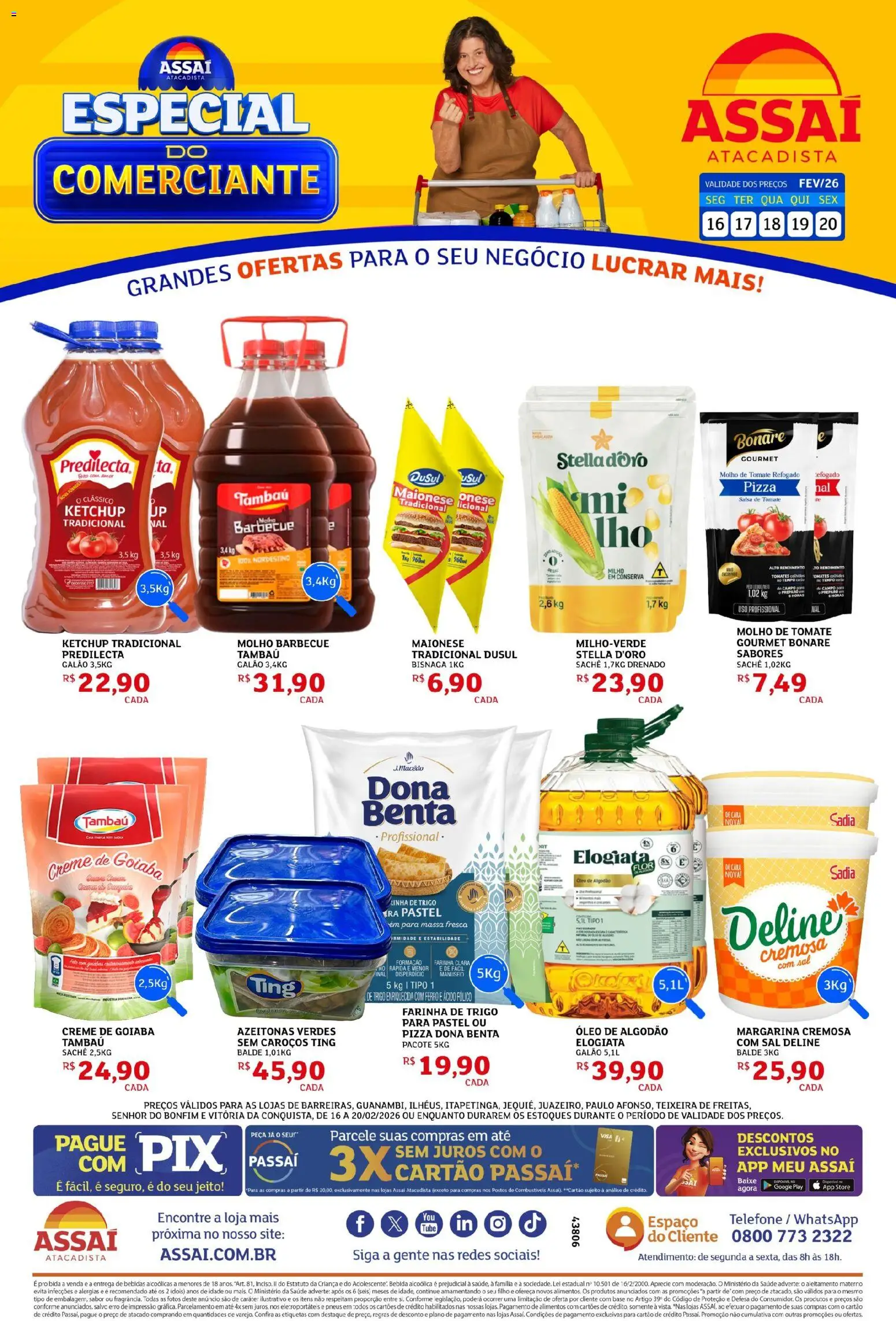 Assaí Atacadista Folheto - válido de 16.02.2026 | Página: 1 | Produtos: Azeitonas, Algodão, Maionese, Margarina