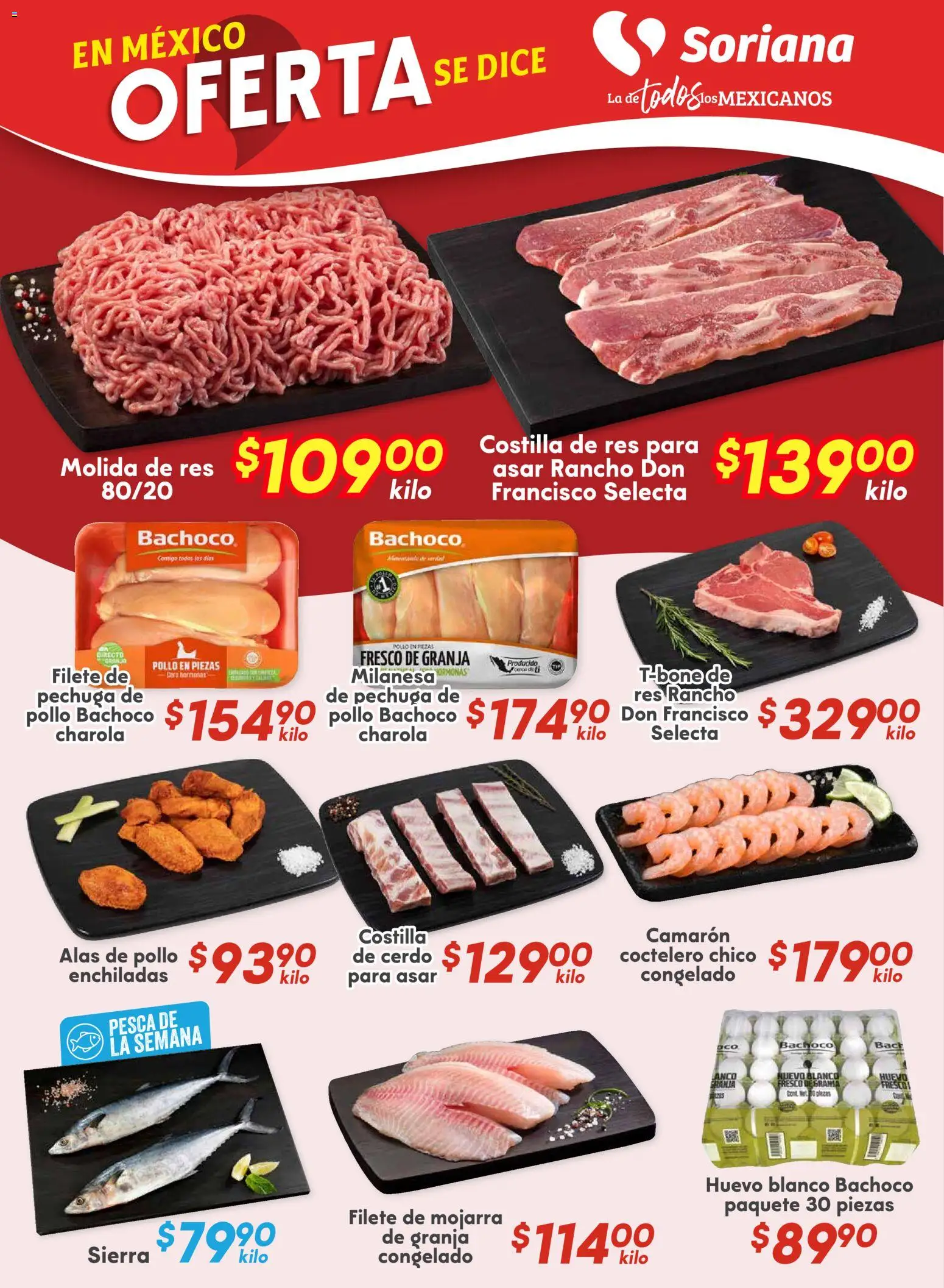 Nuevas ofertas de Soriana válidas en toda la República Mexicana desde el 24.10.2025. ¡Encuentra las mejores ofertas en Soriana - Fin de Semana Híper: Nuevo León, Ciudad Victoria y Tampico! | Página: 7 | Productos: Pollo, Huevo, Cerdo, Sierra