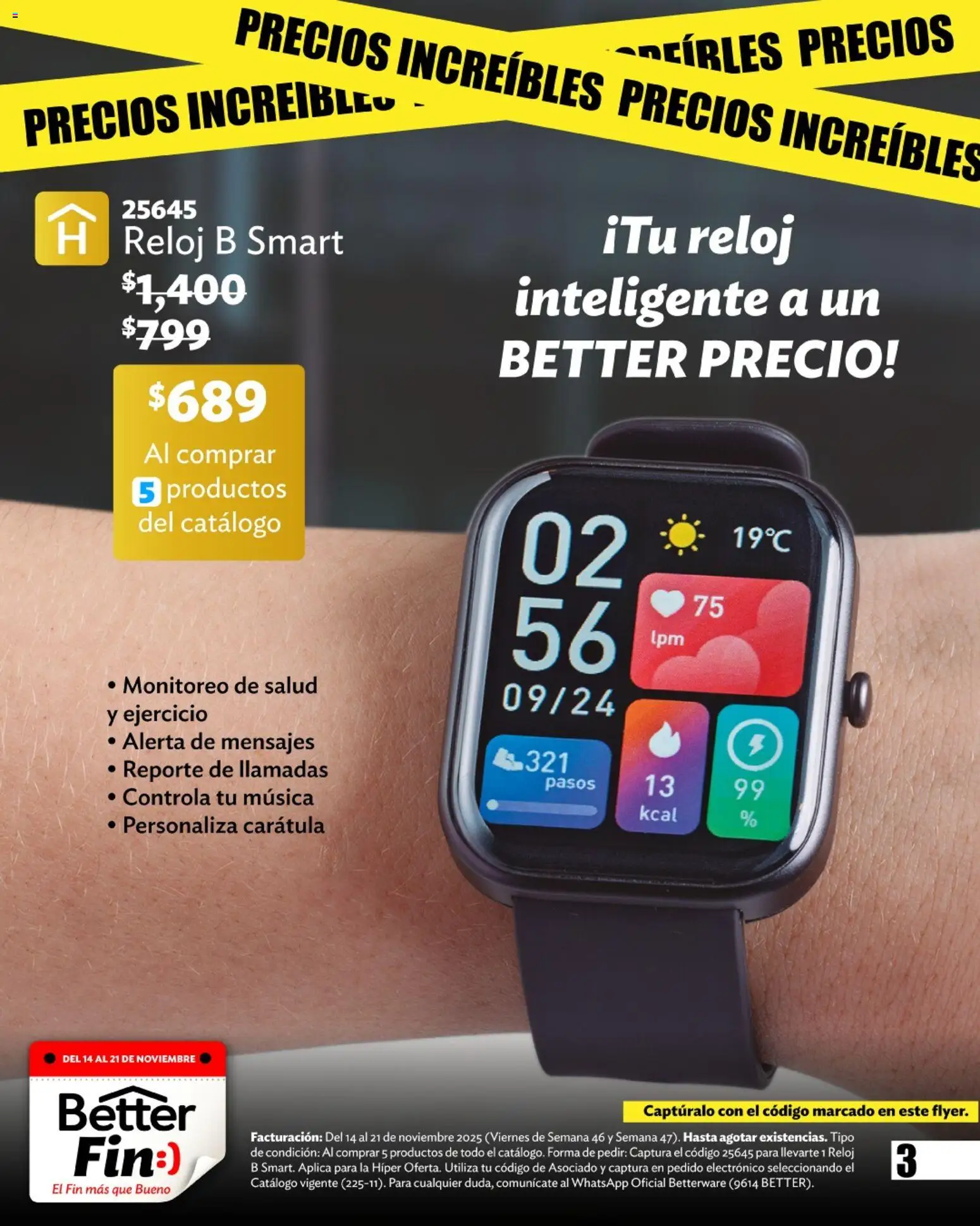 Nuevas ofertas de Betterware válidas en toda la República Mexicana desde el 14.11.2025. ¡Encuentra las mejores ofertas en Betterware Buen Fin! | Página: 3 | Productos: Reloj