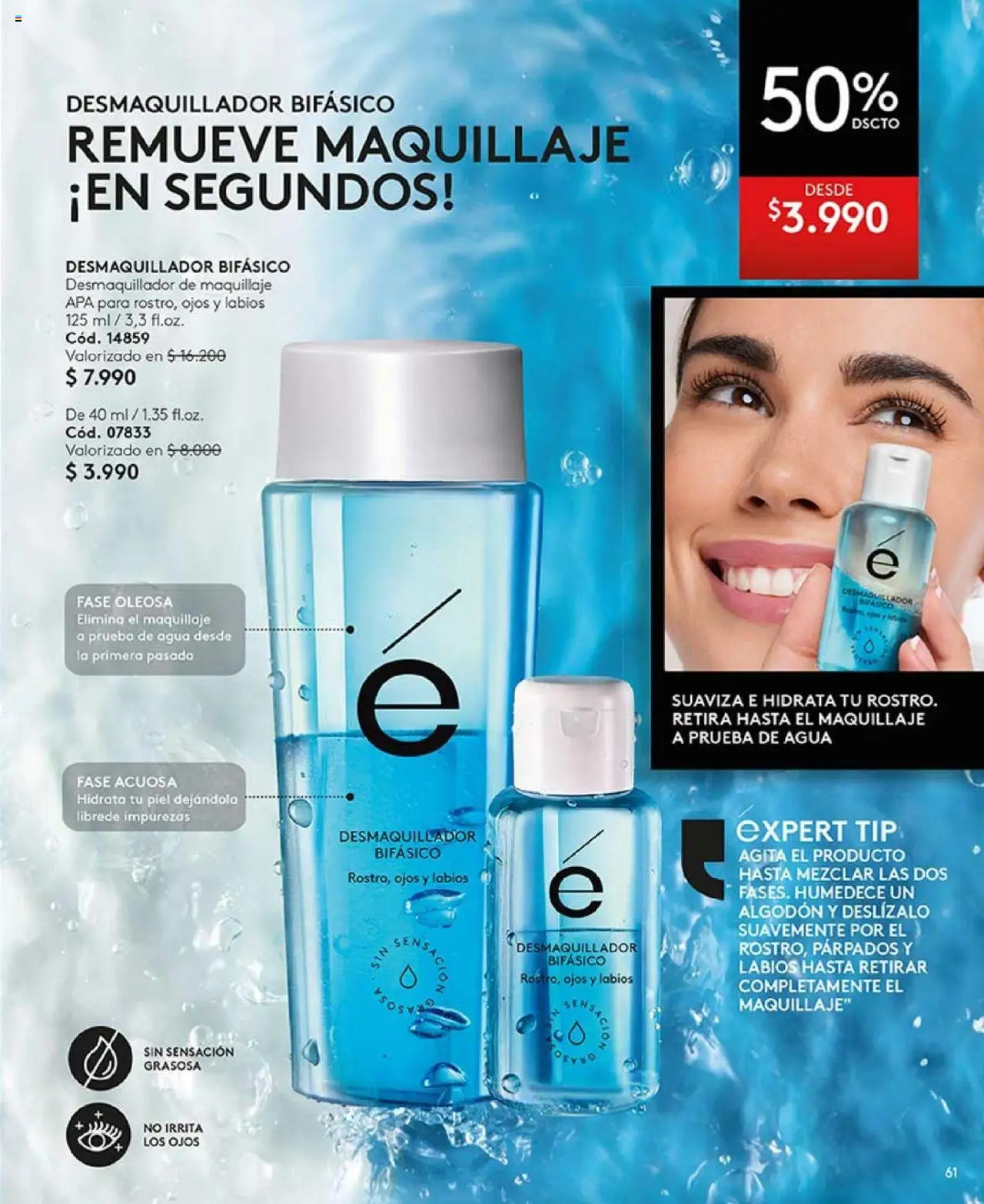 Catálogo Ésika Campaña 17 │ válido desde el 14.10.2025 | Página: 65 | Productos: Agua, Algodón, Maquillaje