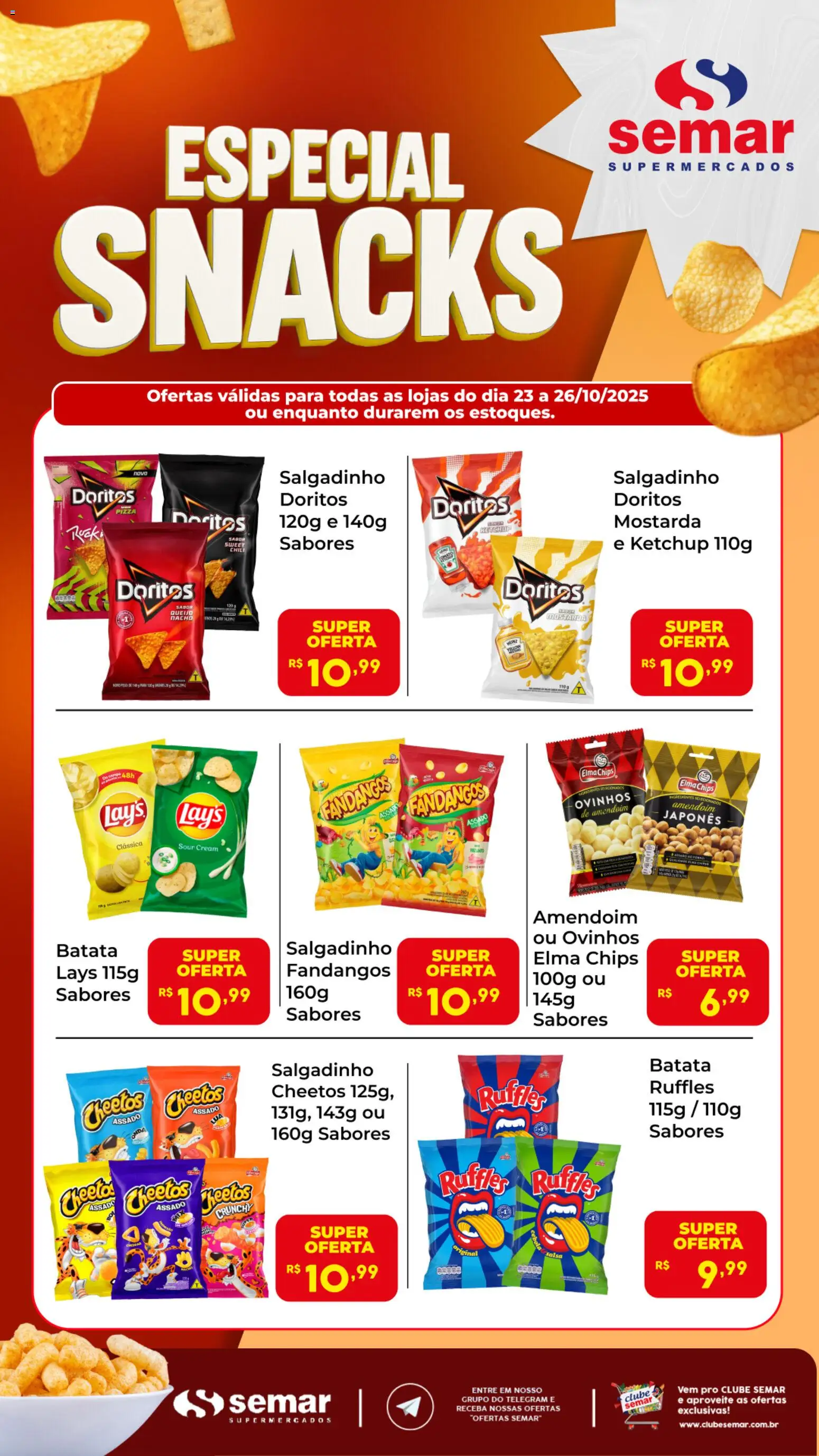 Semar Supermercado Folheto - válido de 23.10.2025 | Página: 1 | Produtos: Elma Chips, Ketchup, Cheetos, Batata
