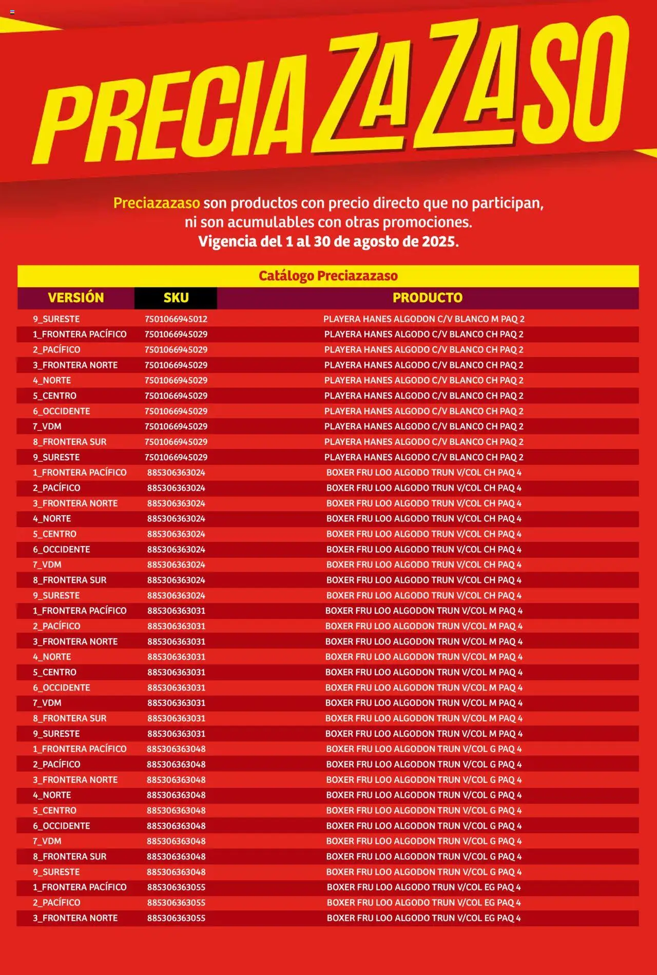 Nuevas ofertas de Soriana válidas en toda la República Mexicana desde el 01.08.2025. ¡Encuentra las mejores ofertas en Soriana - Catálogo Preciazazaso Mercado Nacional! | Página: 228 | Productos: Algodón, Playera