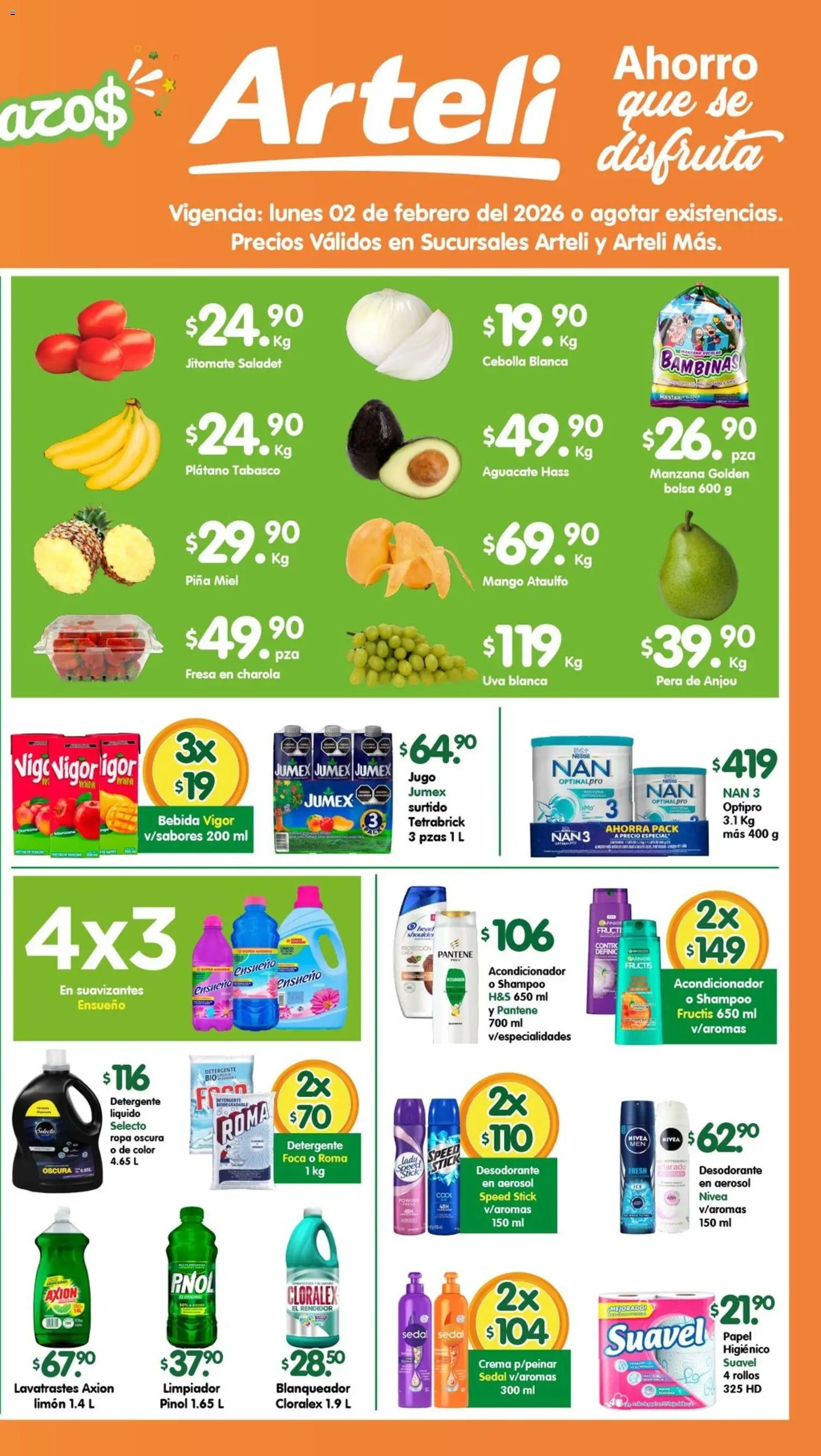 Nuevas ofertas de Arteli válidas en toda la República Mexicana desde el 02.02.2026. ¡Encuentra las mejores ofertas en Arteli folleto Valles! | Página: 2 | Productos: Desodorante, Pera, Crema, Limón