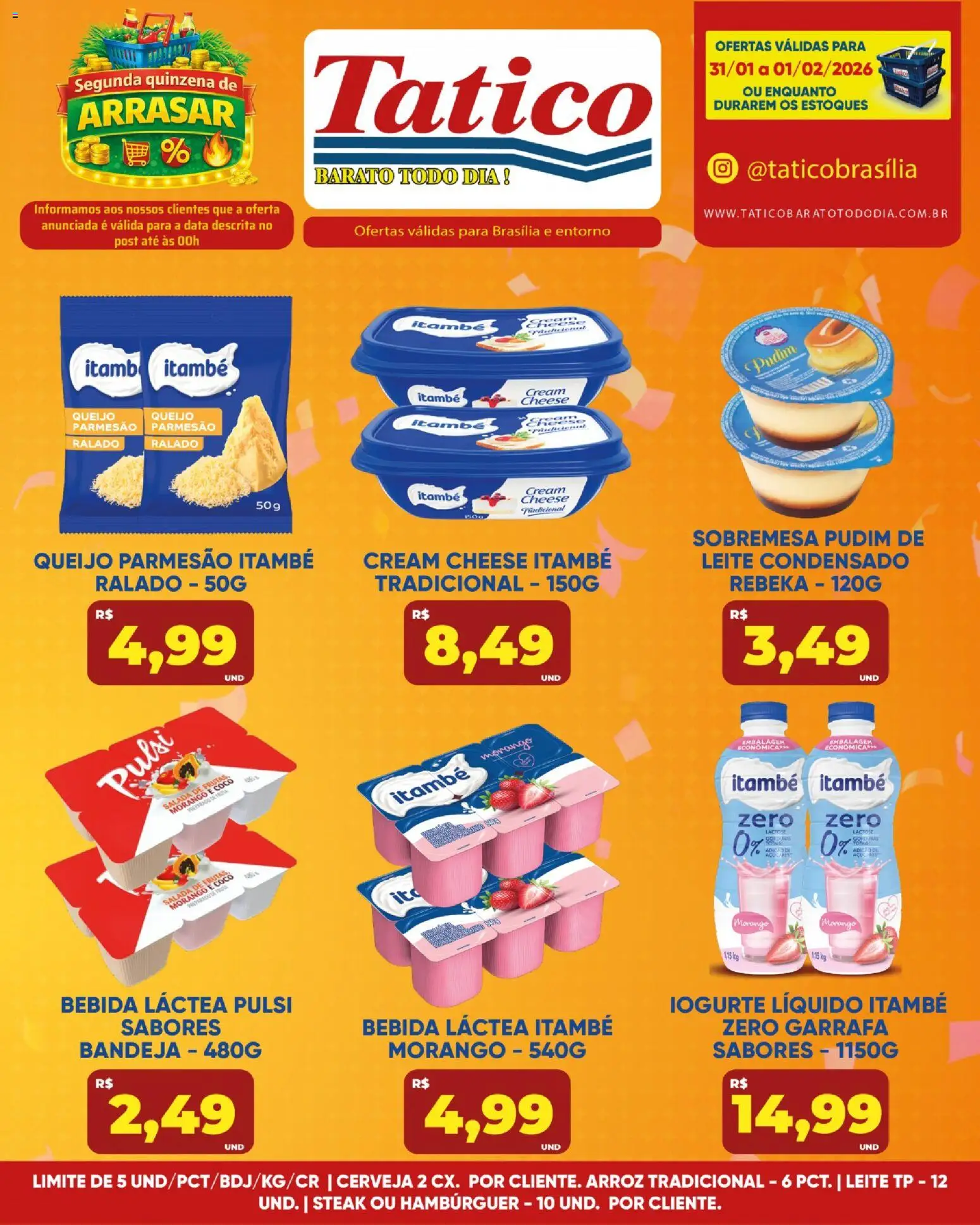 Tatico Folheto - válido de 31.01.2026 | Página: 7 | Produtos: Leite, Cerveja, Bebida, Bandeja