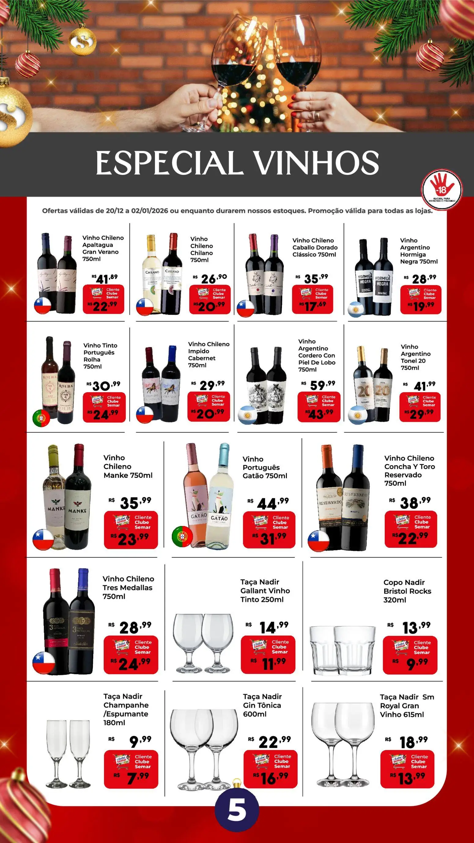 Semar Supermercado Folheto - válido de 20.12.2025 | Página: 5 | Produtos: Vinho, Gin