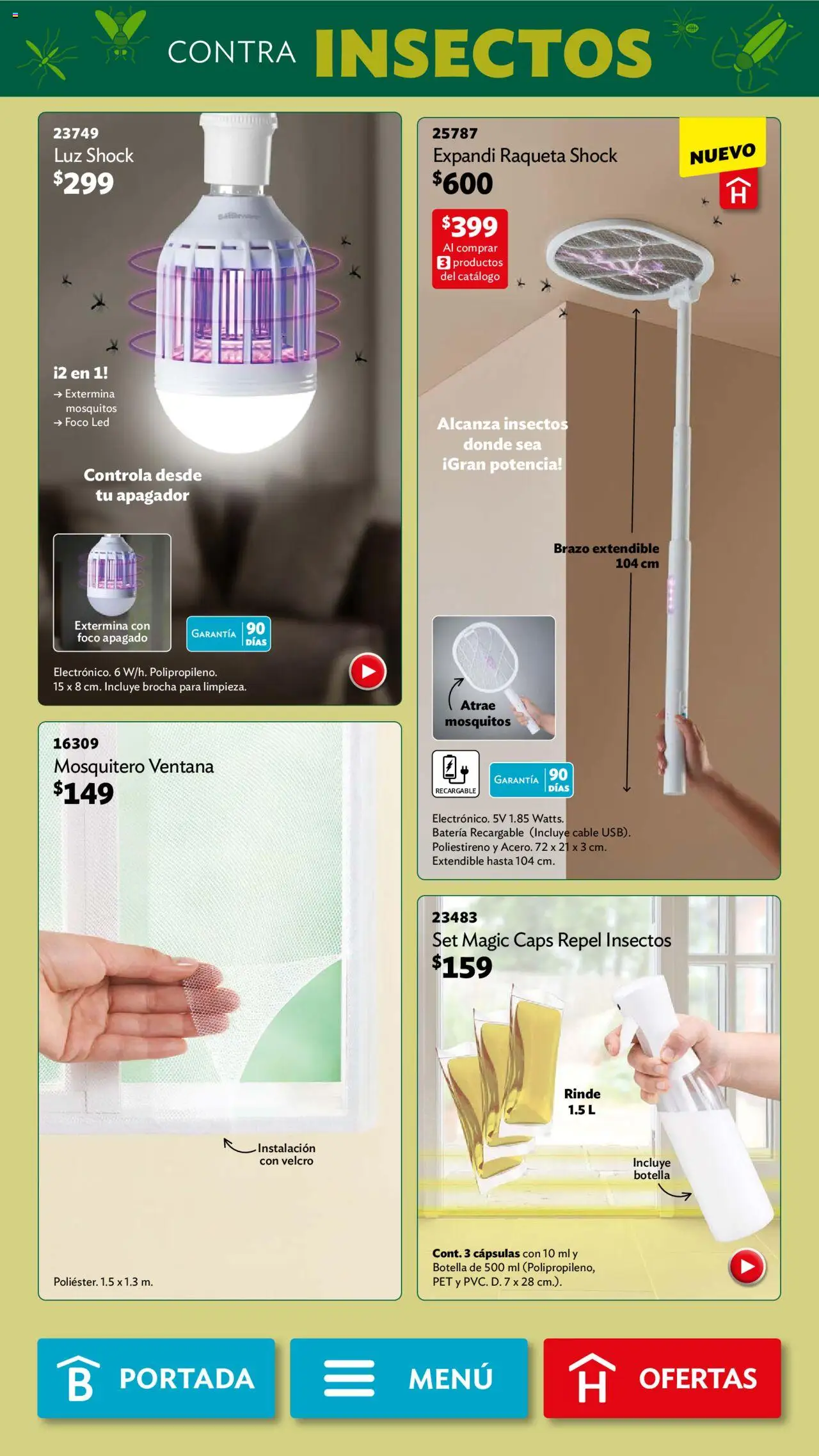 Nuevas ofertas de Betterware válidas en toda la República Mexicana desde el 01.09.2025. ¡Encuentra las mejores ofertas en Betterware - Campaña 9 2025! | Página: 65 | Productos: Mosquitero, Raqueta, Batería, Foco