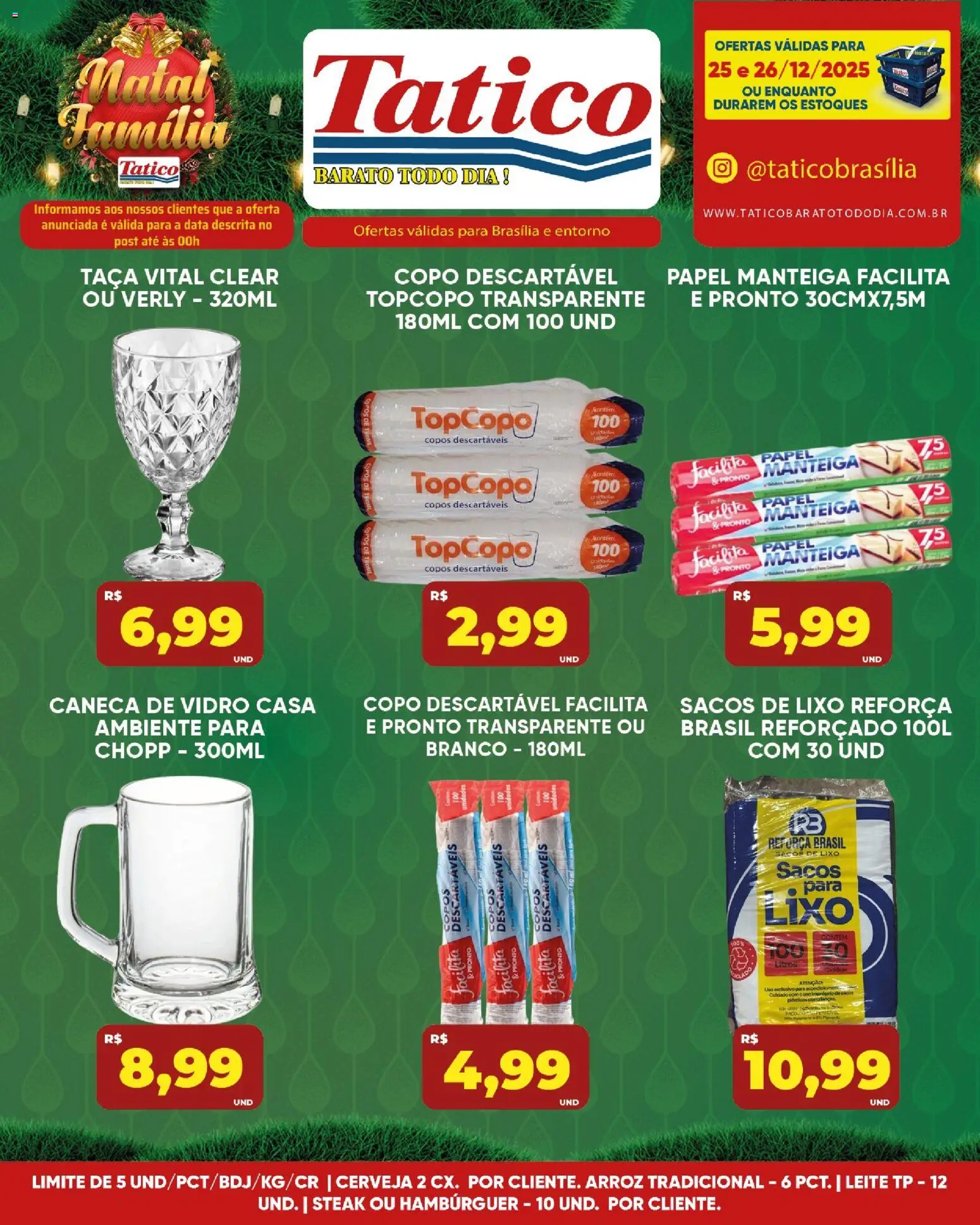 Tatico Folheto - válido de 24.12.2025 | Página: 9 | Produtos: Leite, Manteiga, Copos descartáveis, Copos