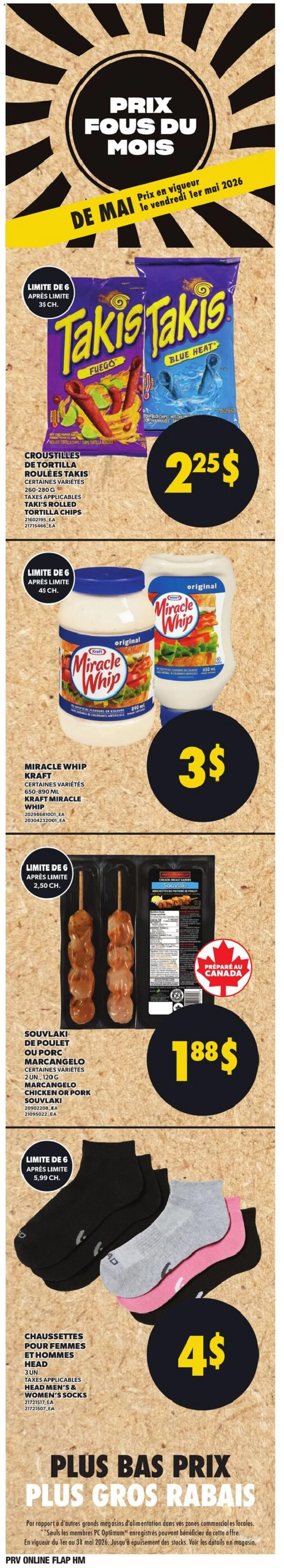 Provigo flyer valid from 30.04.2026 | Page: 6 | Products: PC, Socks, Chicken, Pork