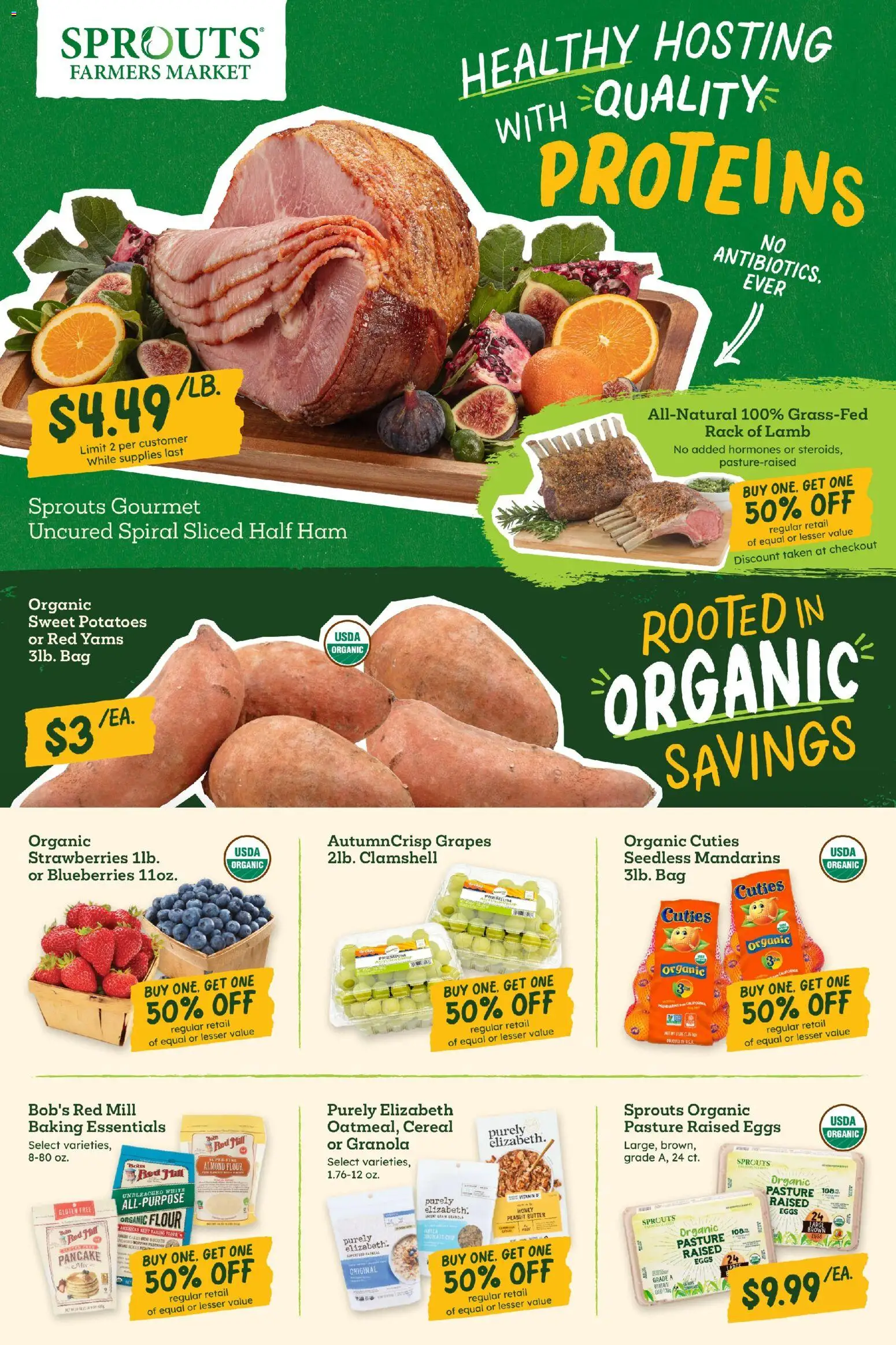 Sprouts Weekly Ad - valid from 01.04.2026 | Page: 2 | Products: Vitamin, Mandarins, Eggs, Ham