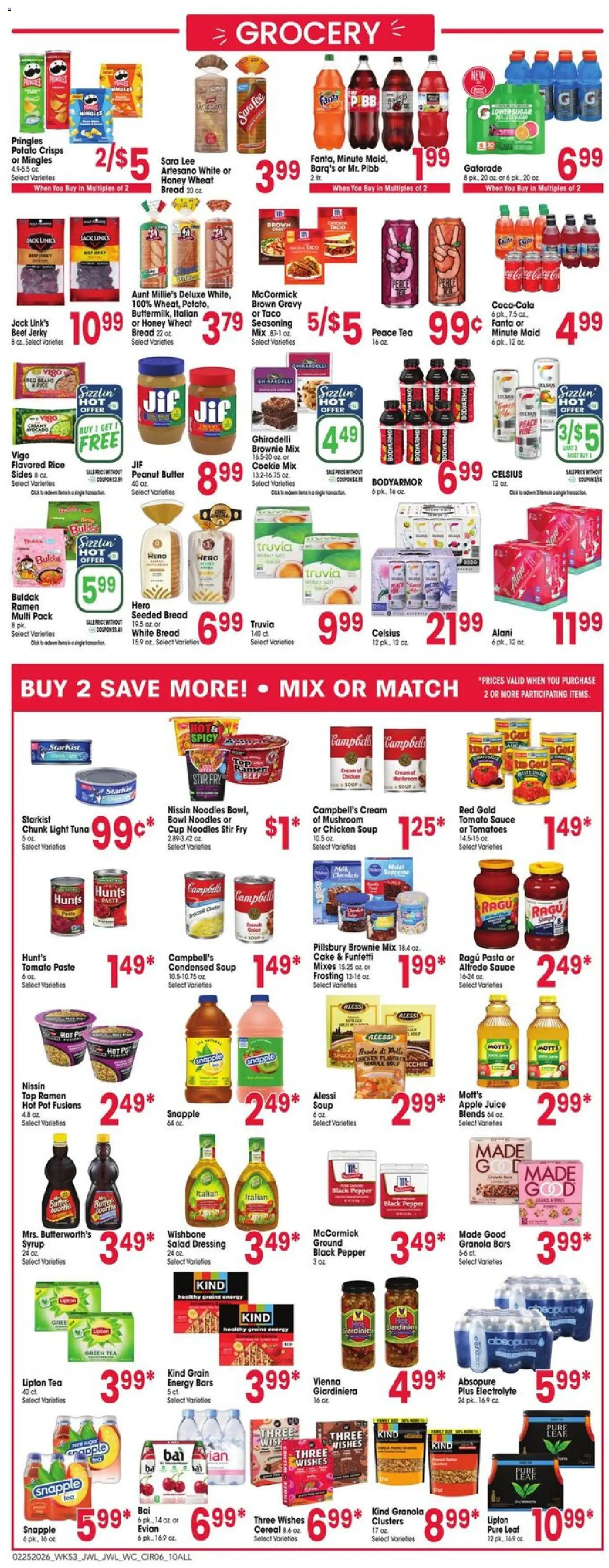Jewel Osco Weekly Ad - valid from 25.02.2026 | Page: 6 | Products: Green Tea, Butter, Bread, Pasta