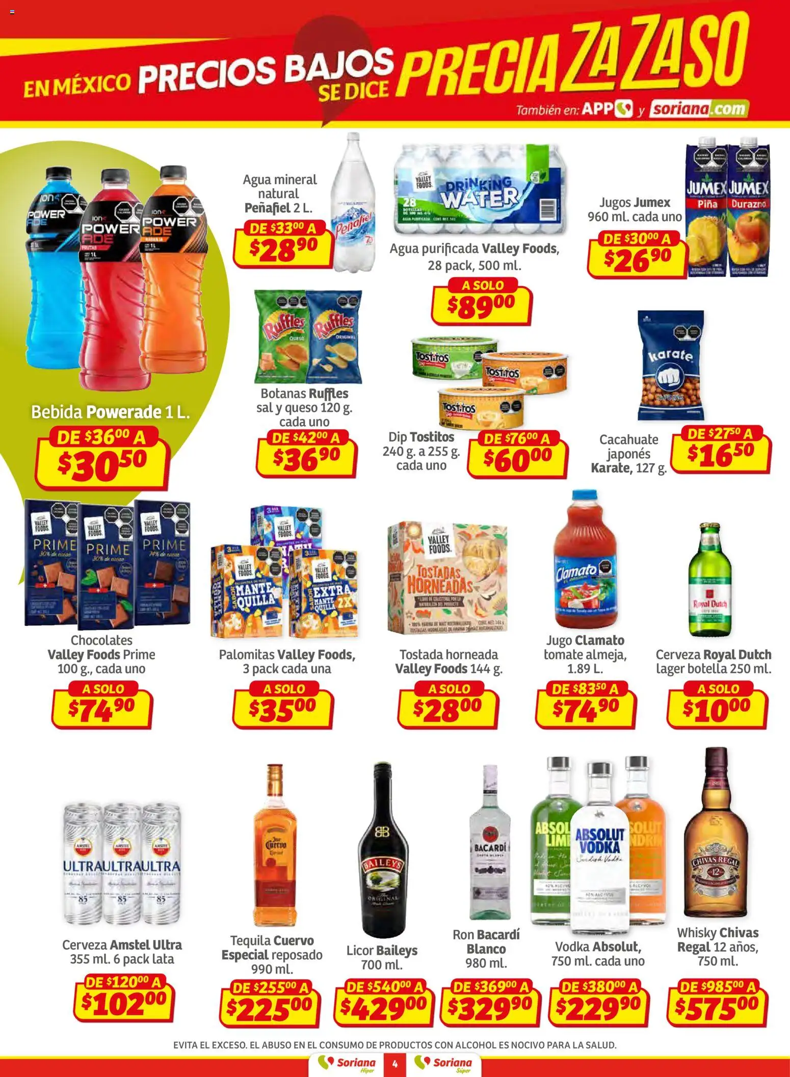 Nuevas ofertas de Soriana válidas en toda la República Mexicana desde el 12.02.2026. ¡Encuentra las mejores ofertas en Soriana - Preciazazaso Híper: Ags, Col, Gto, Jal, Mich! | Página: 4 | Productos: Tomate, Cerveza, Tequila, Vodka