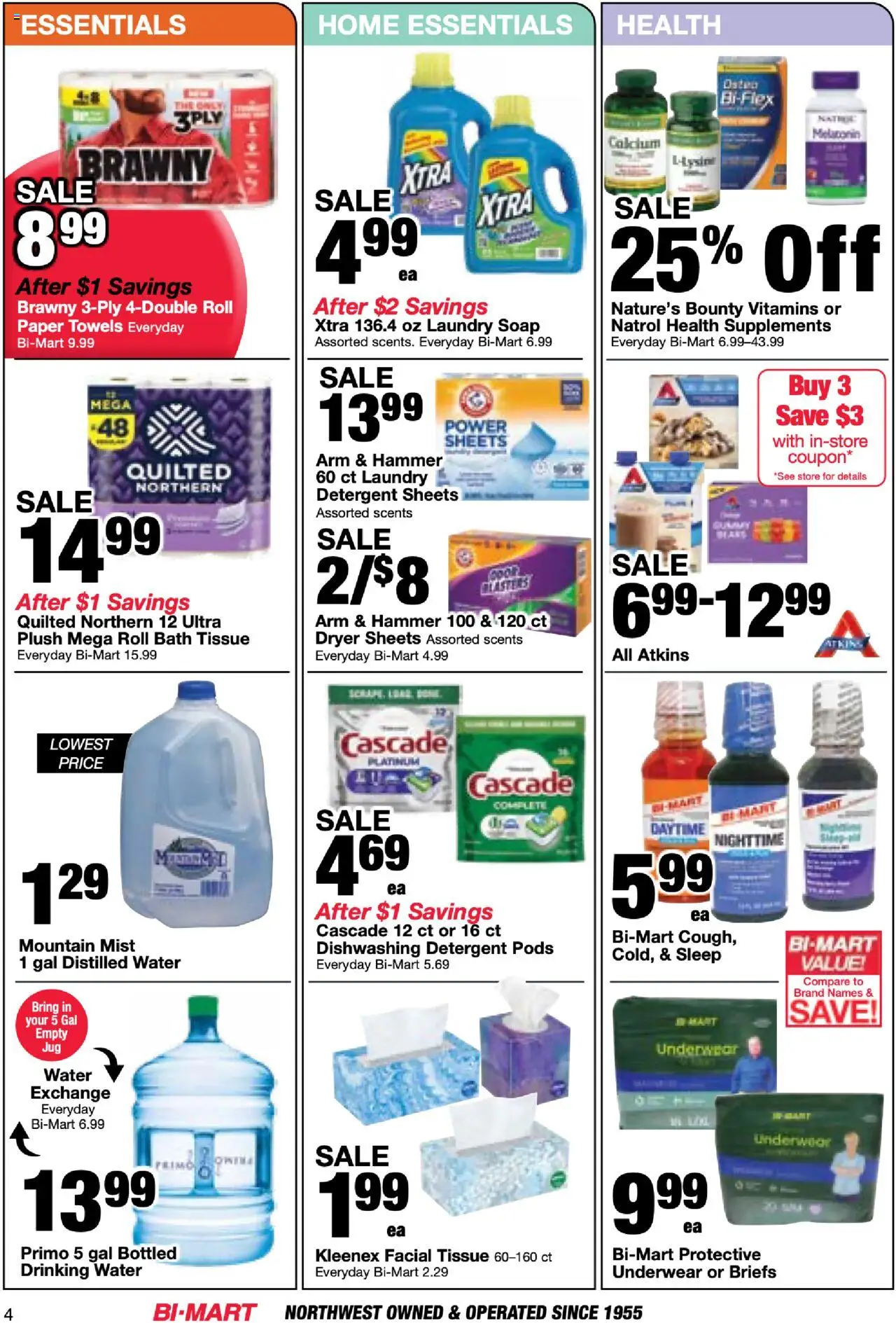 Bi-Mart Weekly Ad - valid from 14.10.2025 | Page: 4 | Products: Melatonin, Bath, Hammer, Dishwashing detergent
