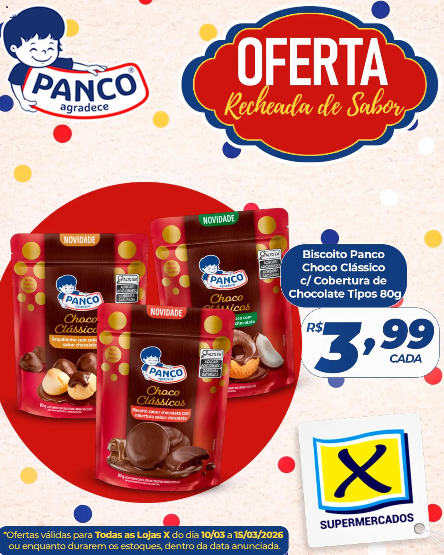 X Supermercados Folheto - válido de 10.03.2026 | Página: 2 | Produtos: Biscoito, Chocolate, Açúcar