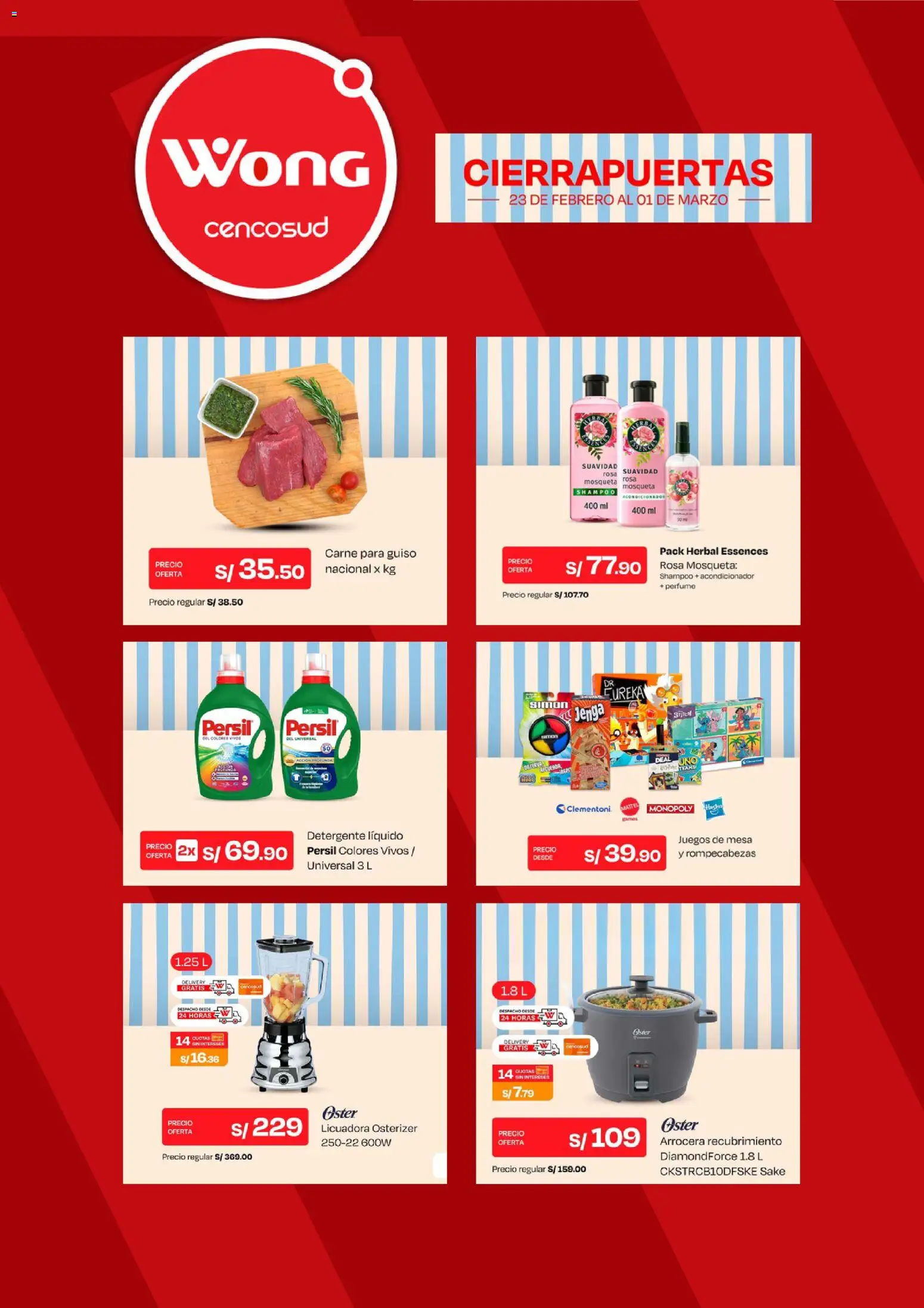 Catálogo Wong válido desde 23.02.2026 | Página: 3 | Productos: Shampoo, Acondicionador, Mesa, Licuadora