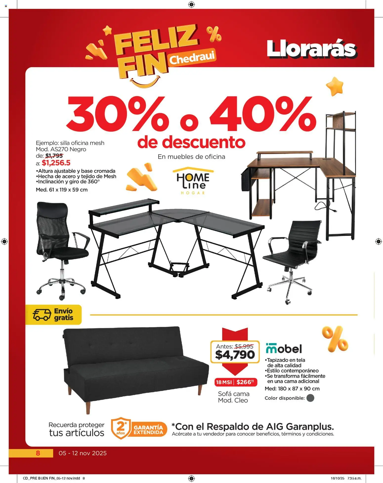 Nuevas ofertas de Chedraui válidas en toda la República Mexicana desde el 05.11.2025. ¡Encuentra las mejores ofertas en Chedraui Buen Fin! | Página: 8 | Productos: Sofá, Silla, Cama