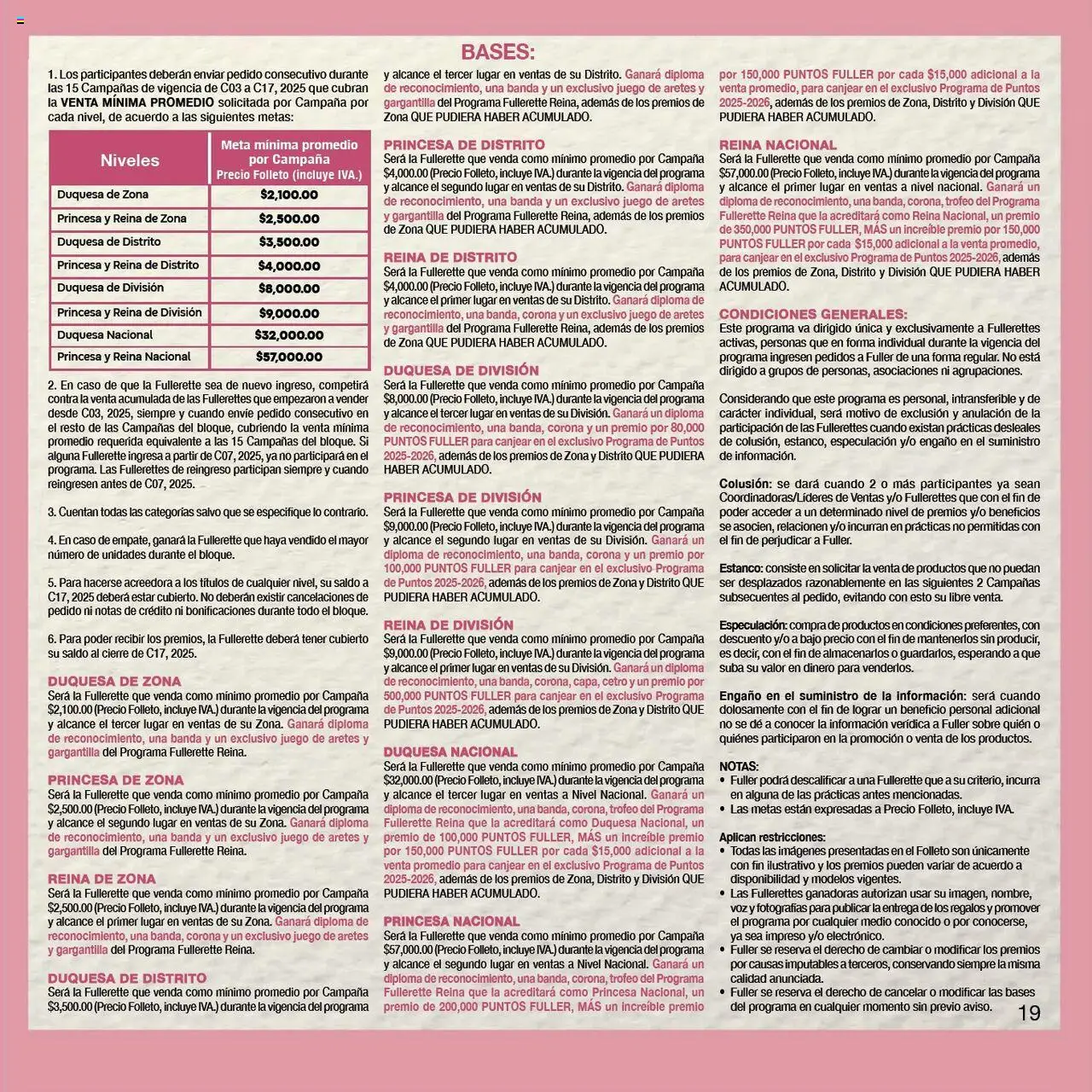 Nuevas ofertas de Fuller válidas en toda la República Mexicana desde el 21.07.2025. ¡Encuentra las mejores ofertas en Fuller - Catálogo Fullerette Reina ! | Página: 19 | Productos: Juego, Gargantilla, Sobre, Campana