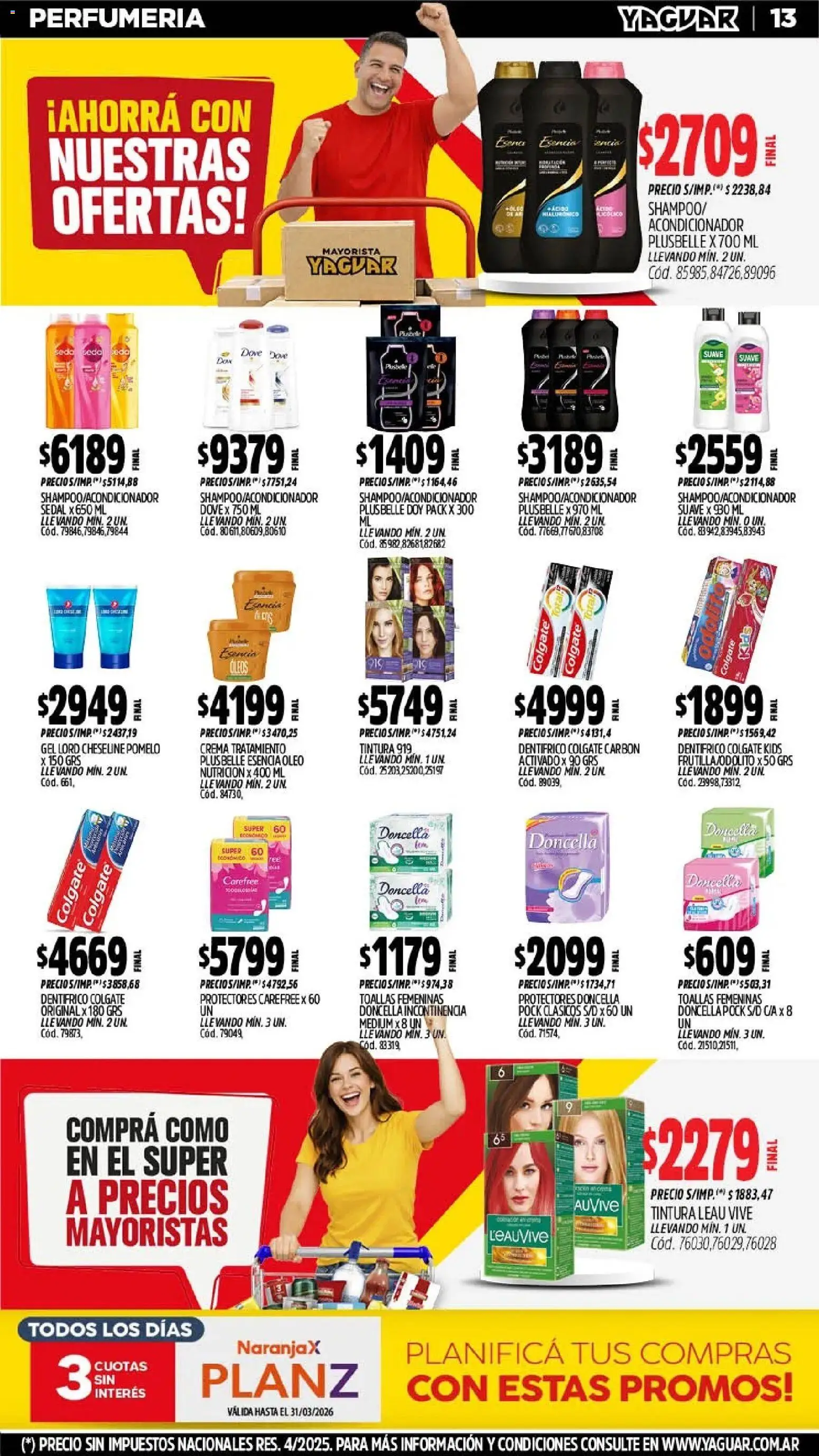 Yaguar catálogo │ válido desde el 02.03.2026 | Página: 13 | Productos: Toallas, Tintura, Acondicionador, Crema