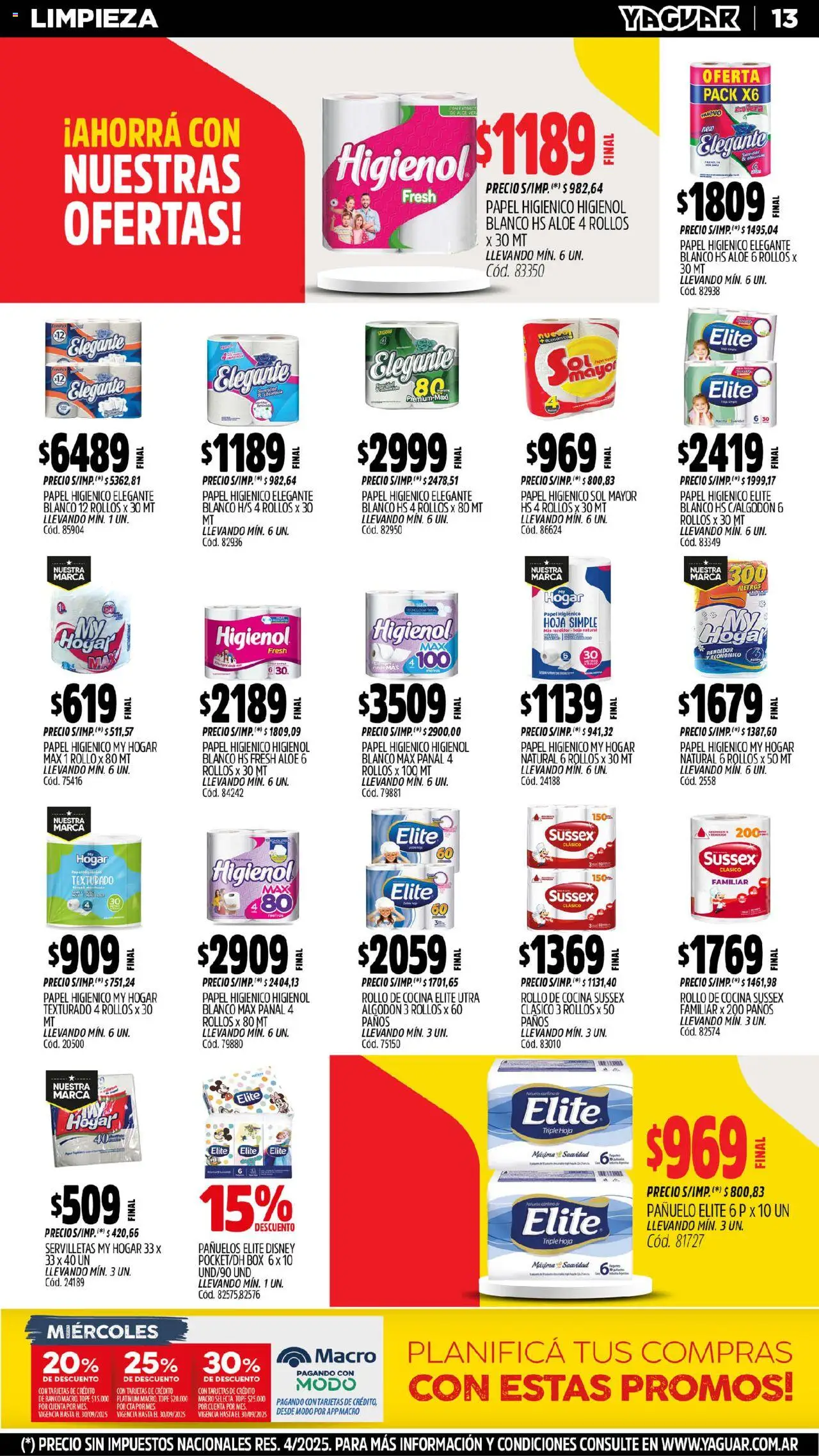 Yaguar - Misiones │ válido desde el 15.09.2025 | Página: 15 | Productos: Papel higiénico, Pañuelo, Cocina, Servilletas