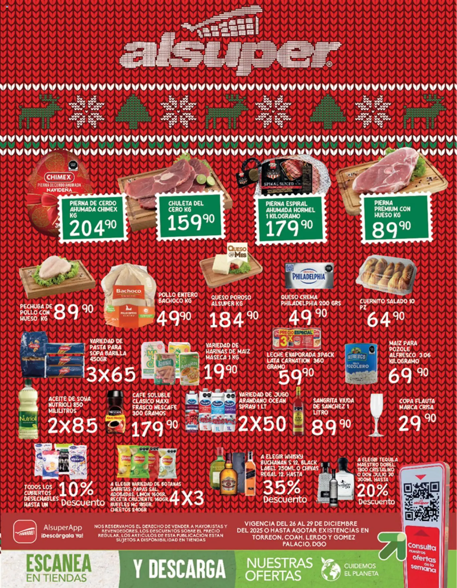 Nuevas ofertas de Alsuper válidas en toda la República Mexicana desde el 26.12.2025. ¡Encuentra las mejores ofertas en Alsuper folleto Laguna! | Página: 1 | Productos: Pollo, Harina, Sopa, Tequila