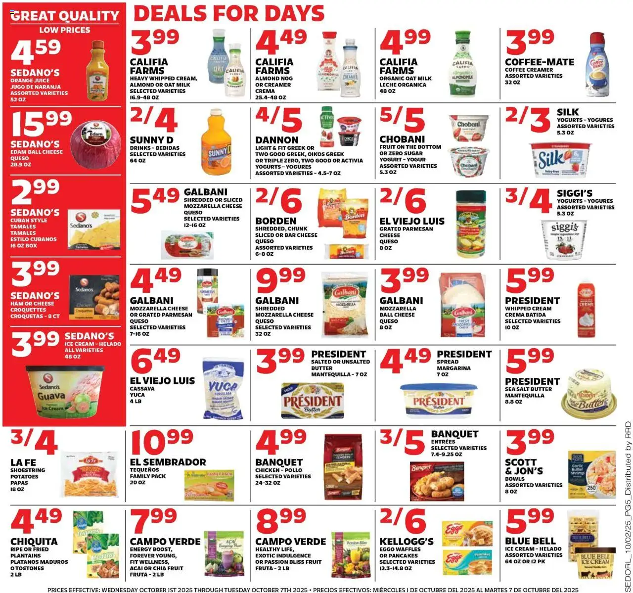 Sedano's Weekly Ad - valid from 01.10.2025 | Page: 5 | Products: Yogurt, Coffee, Potatoes, Salt