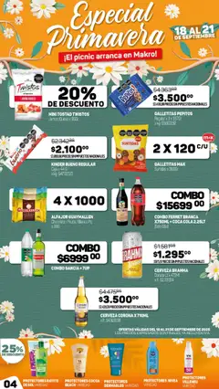 Makro ofertas │ válido desde el 18.09.2025 | Página: 4 | Productos: Fernet, Protector solar, Chocolate, Cerveza